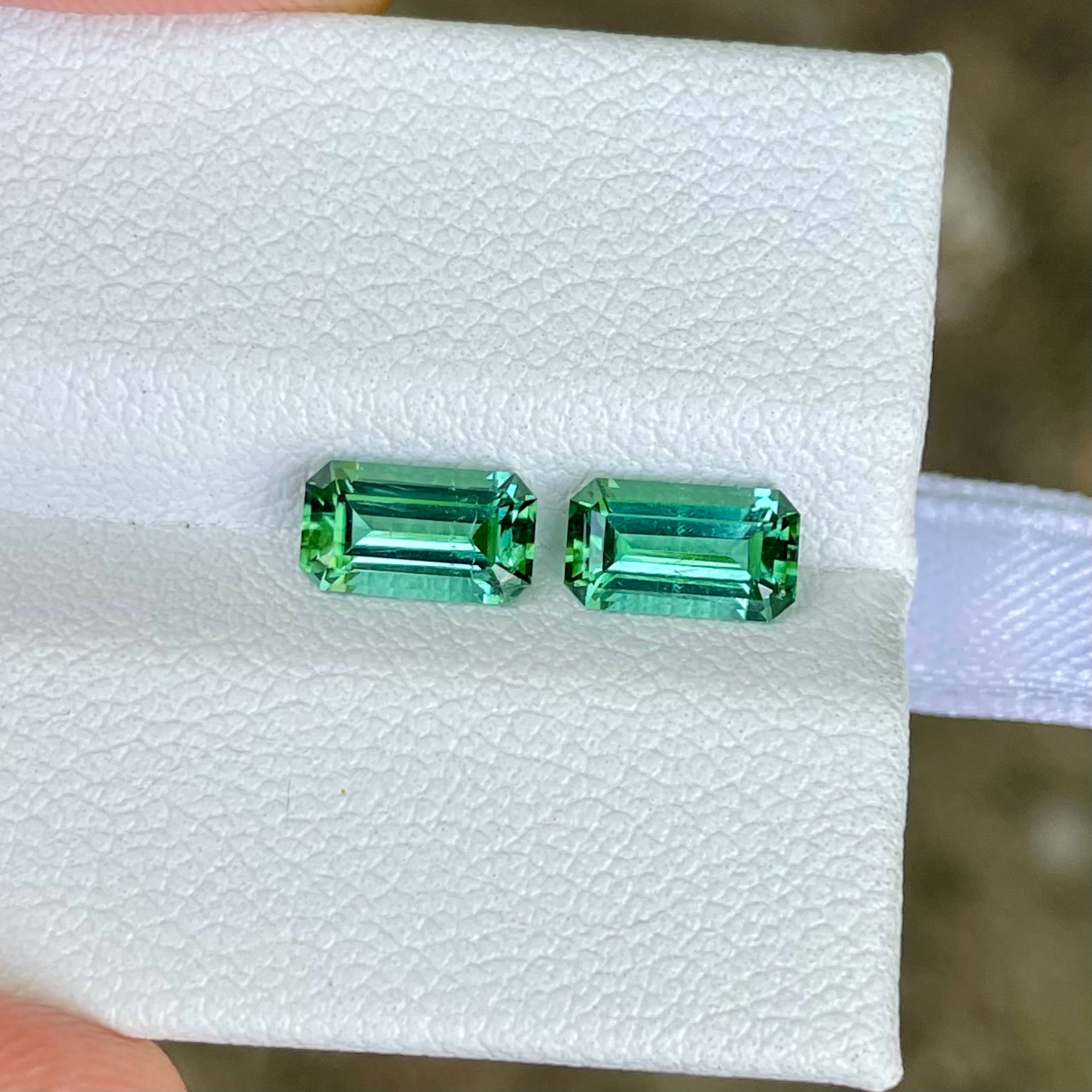 1.75 Carat Mint Green Tourmaline Pair