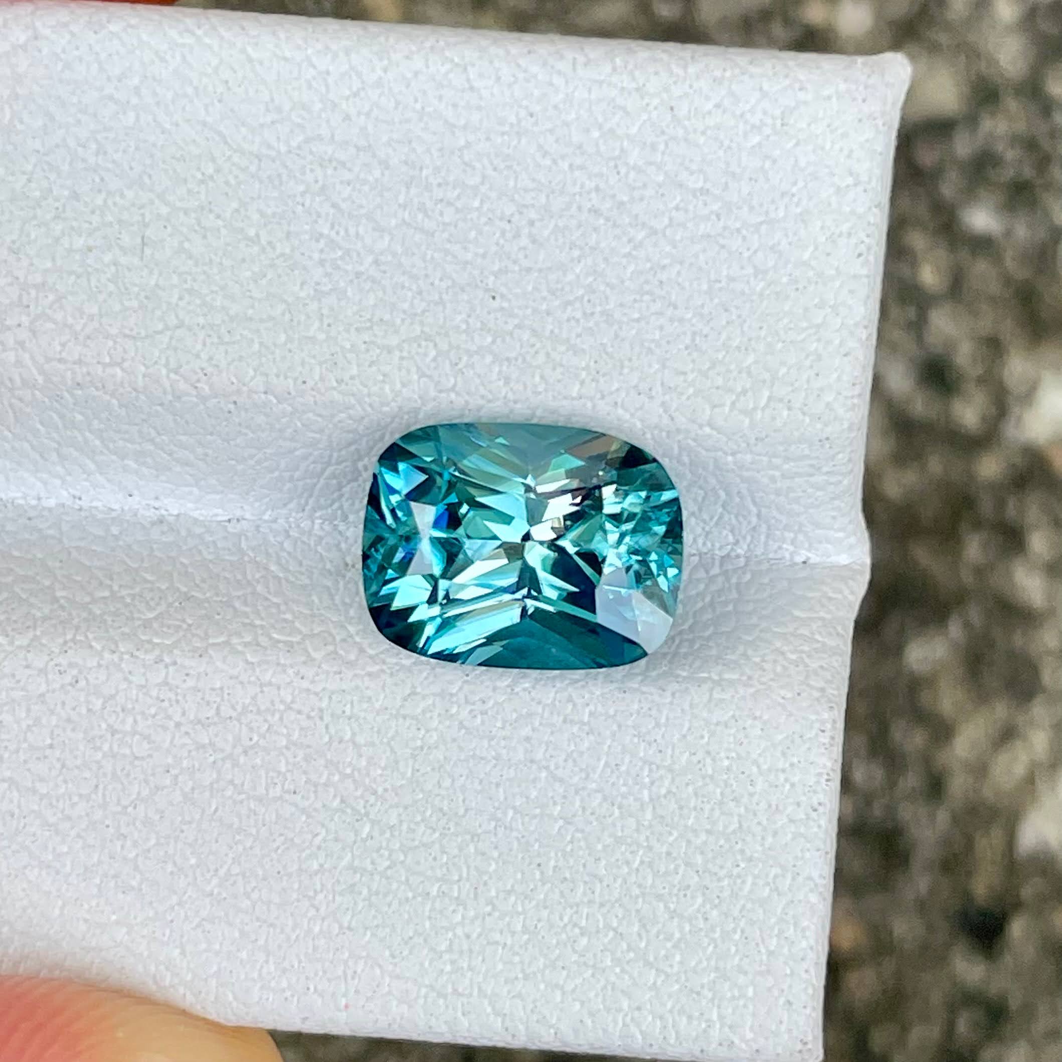 4.64 Carats Blue Cushion Zircon Stone