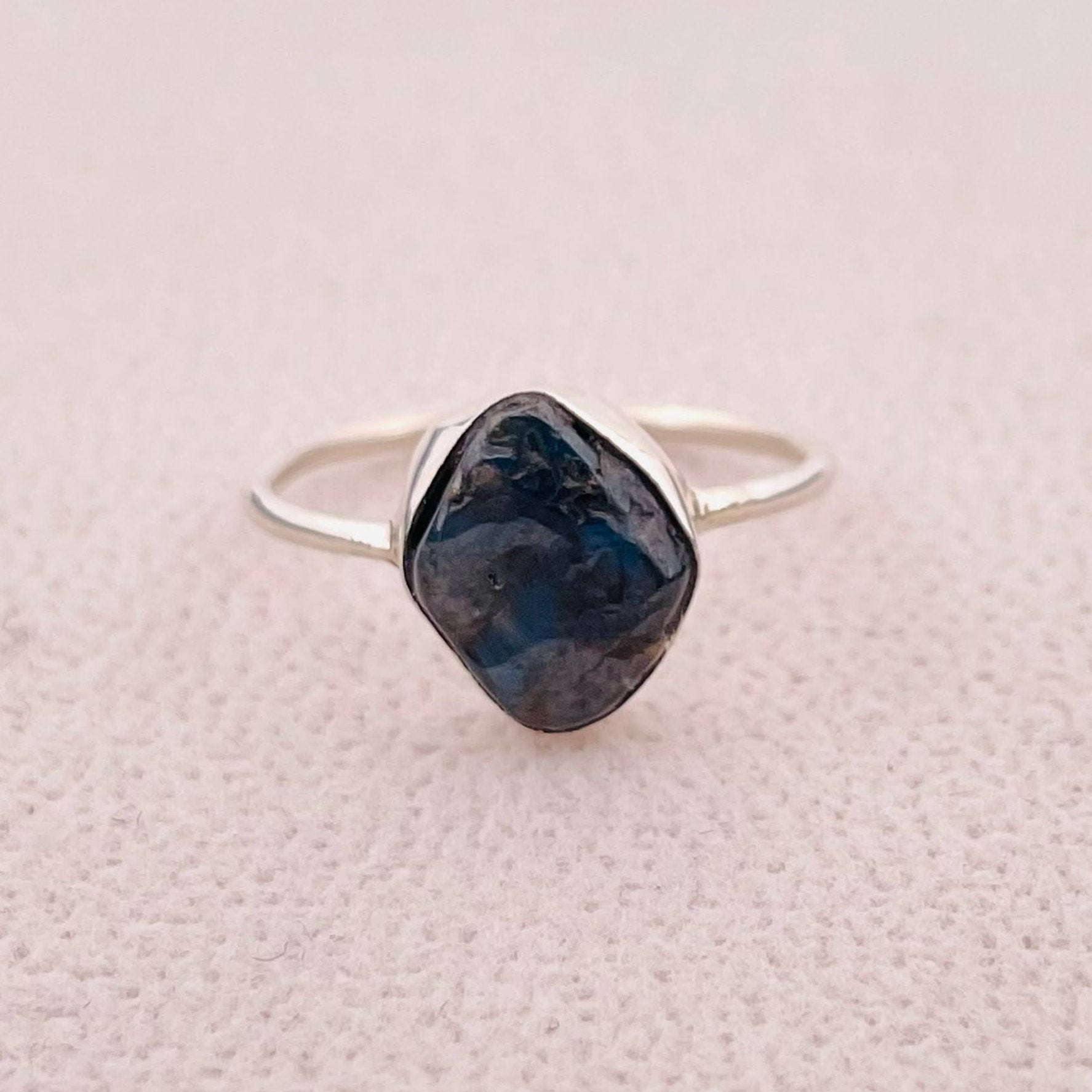 Handmade Rough Sapphire Silver Ring