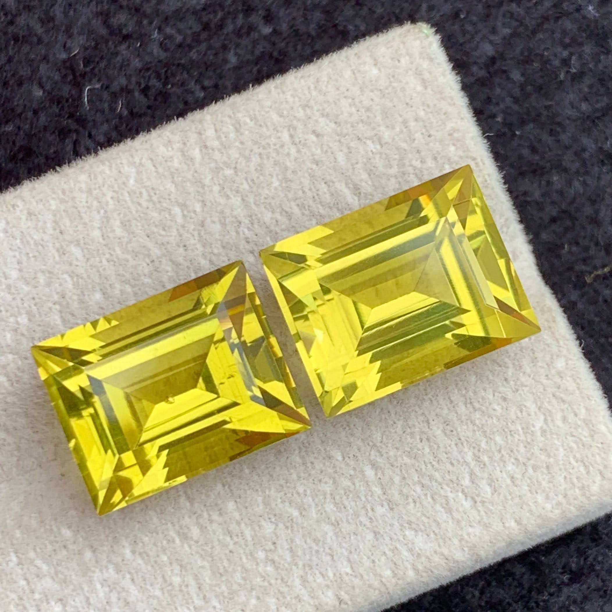 Yellow Lemon Quartz Pair