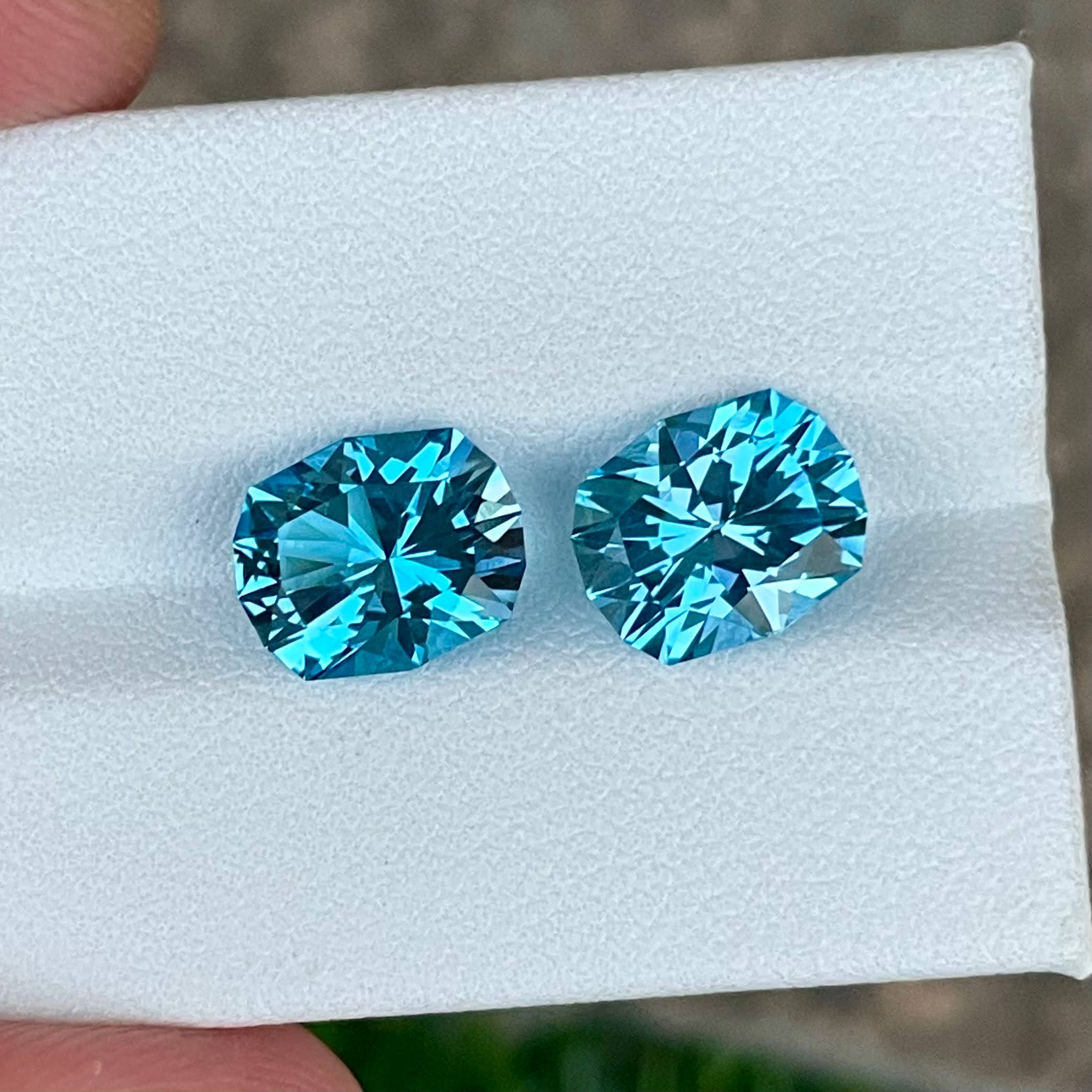 6.65 Carats Swiss Blue Topaz Pair