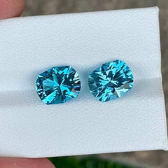6.65 Carats Swiss Blue Topaz Pair