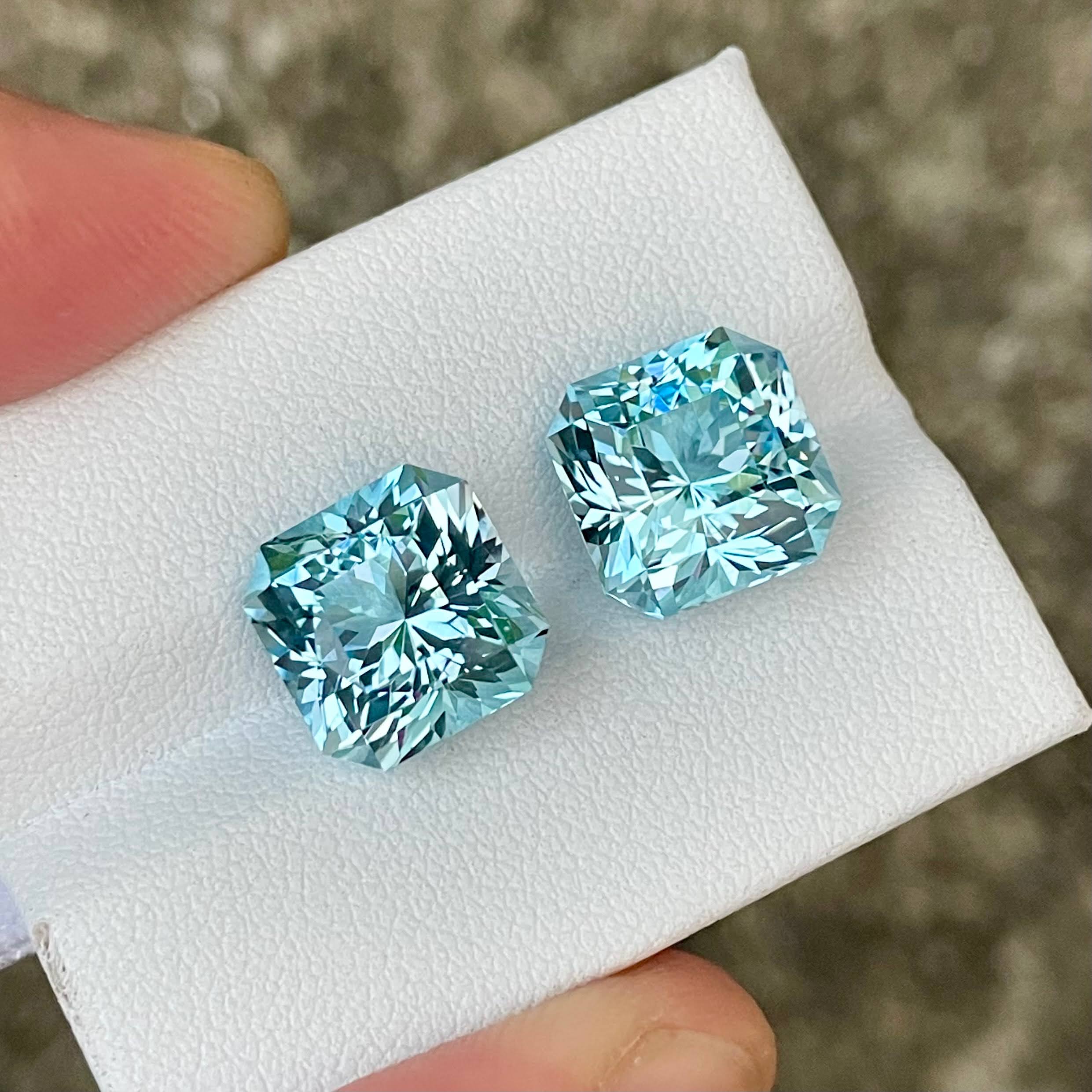 15.82 Carat Light Blue Topaz Pair Gems