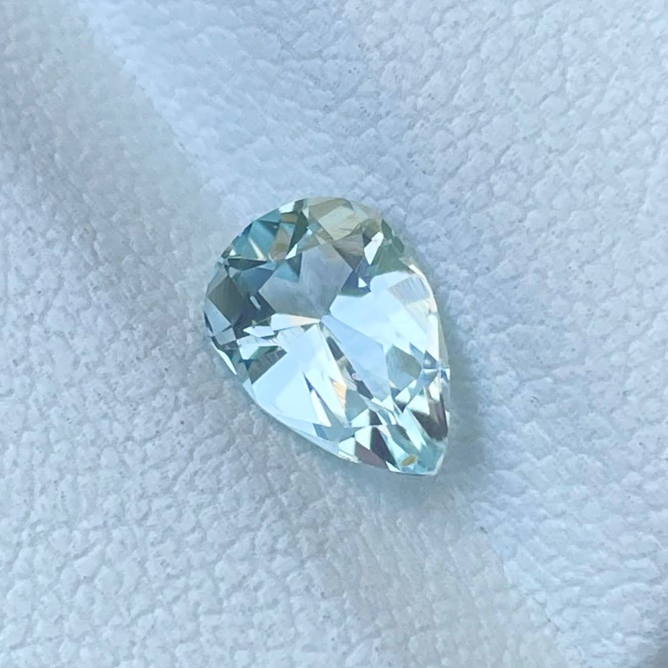  1.26ct Sea Color Aquamarine Pear Cut Pakistani Gem