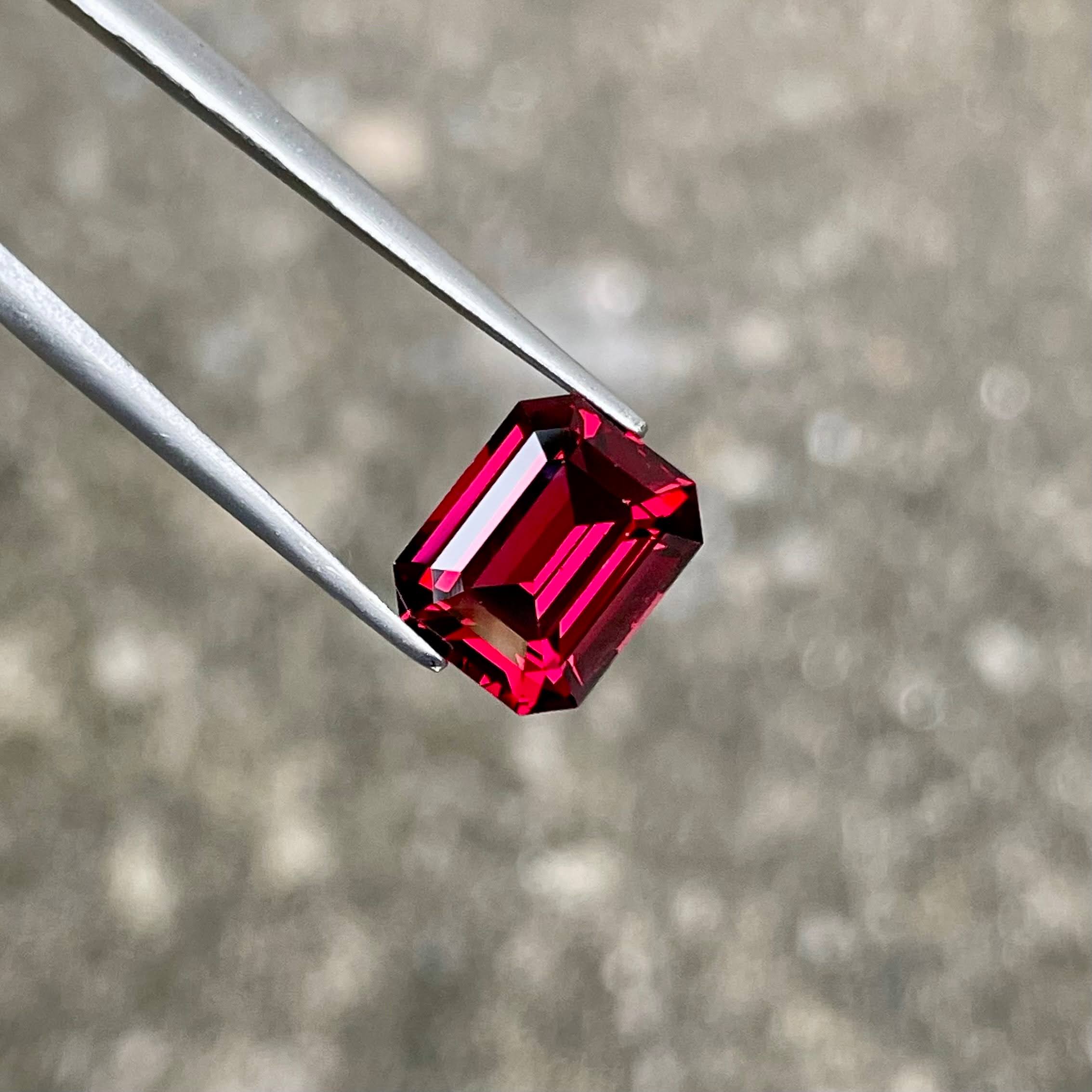 4.59 Carats Red Garnet Emerald Cut 