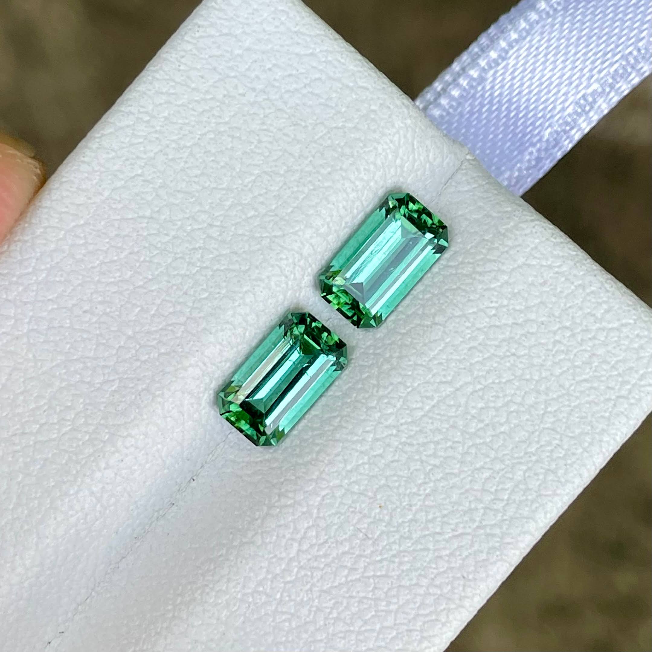 1.75 Carat Mint Green Tourmaline Pair