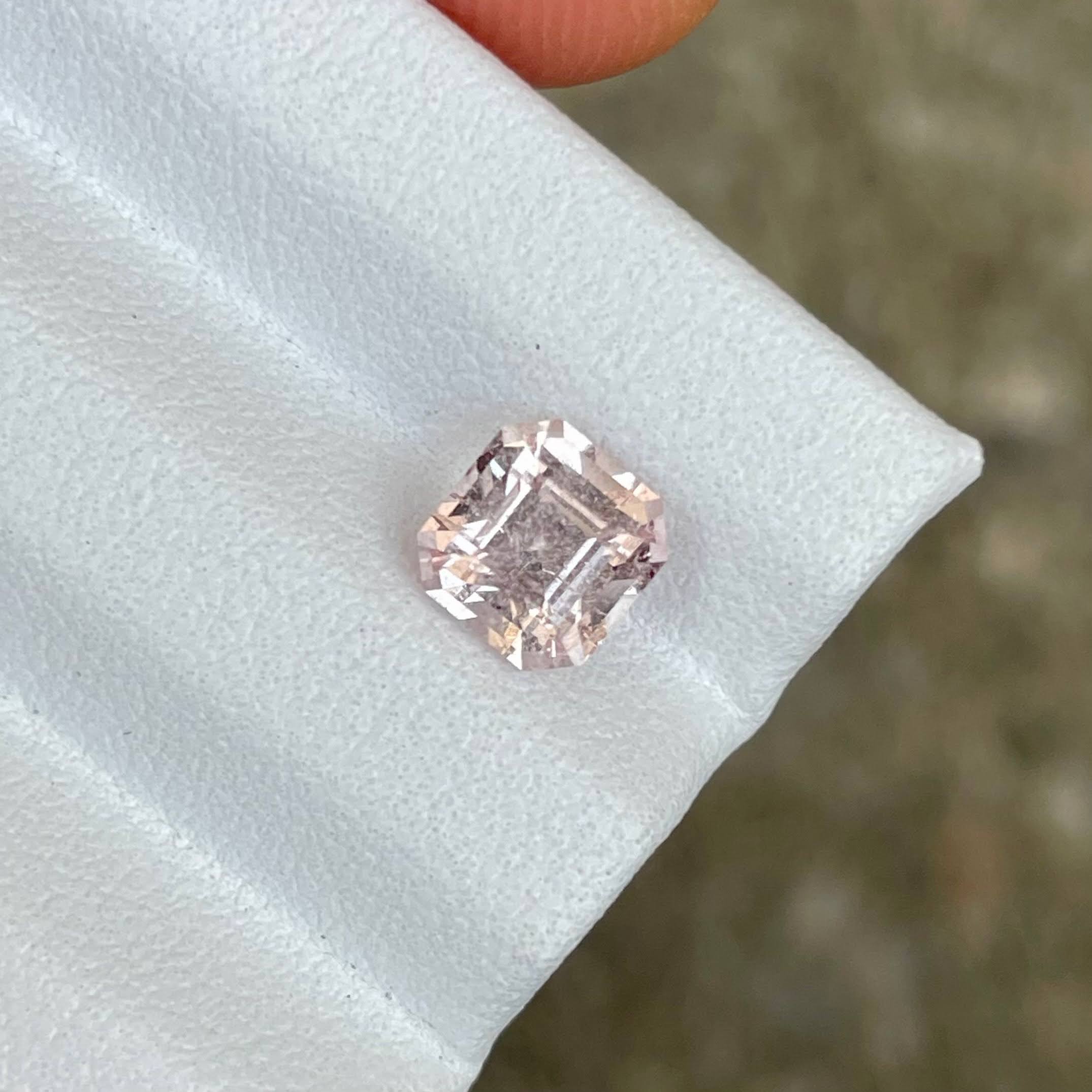 1.39 Carats Peachy Topaz Asscher Cut