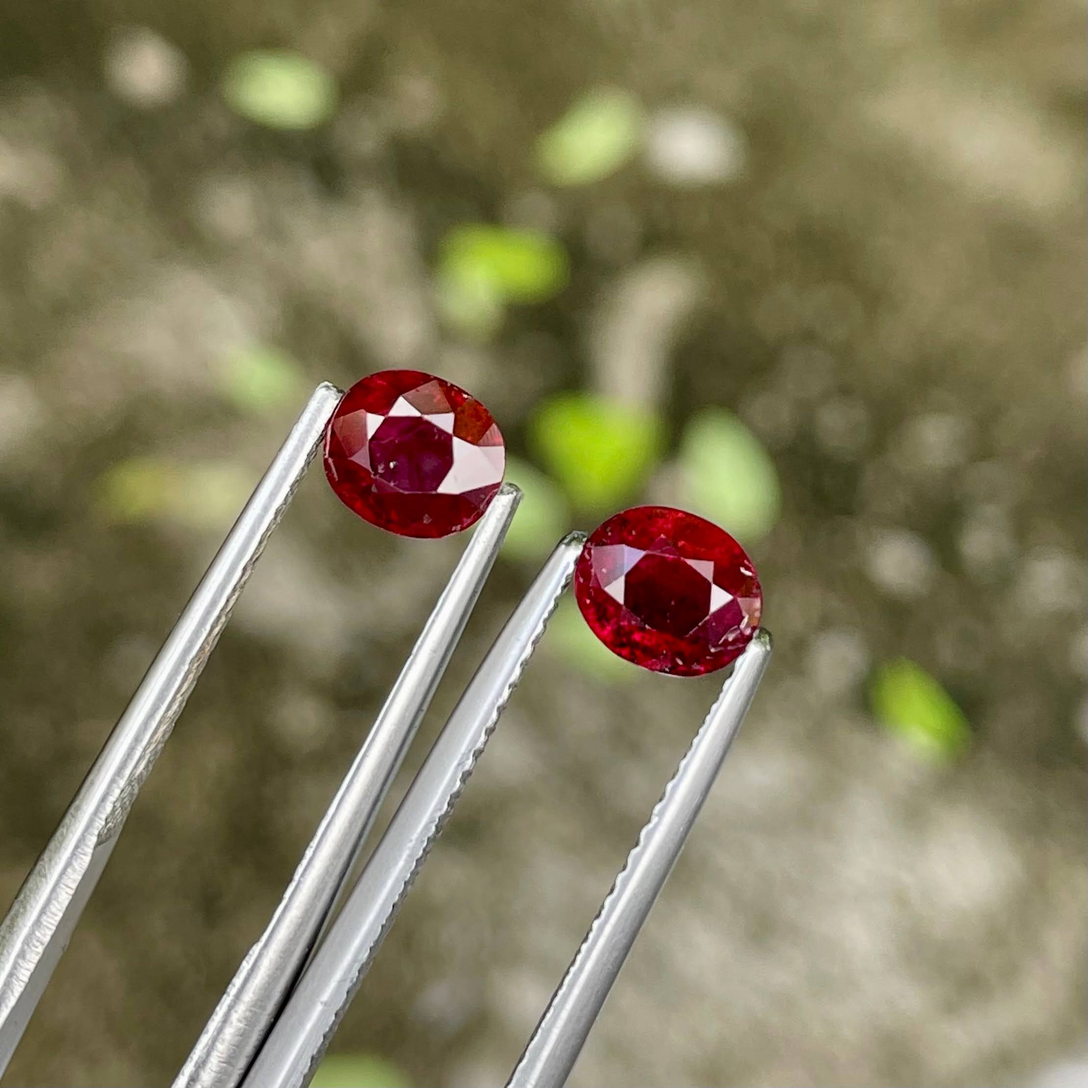 2.15 Carats Red Ruby Oval Stone Pair