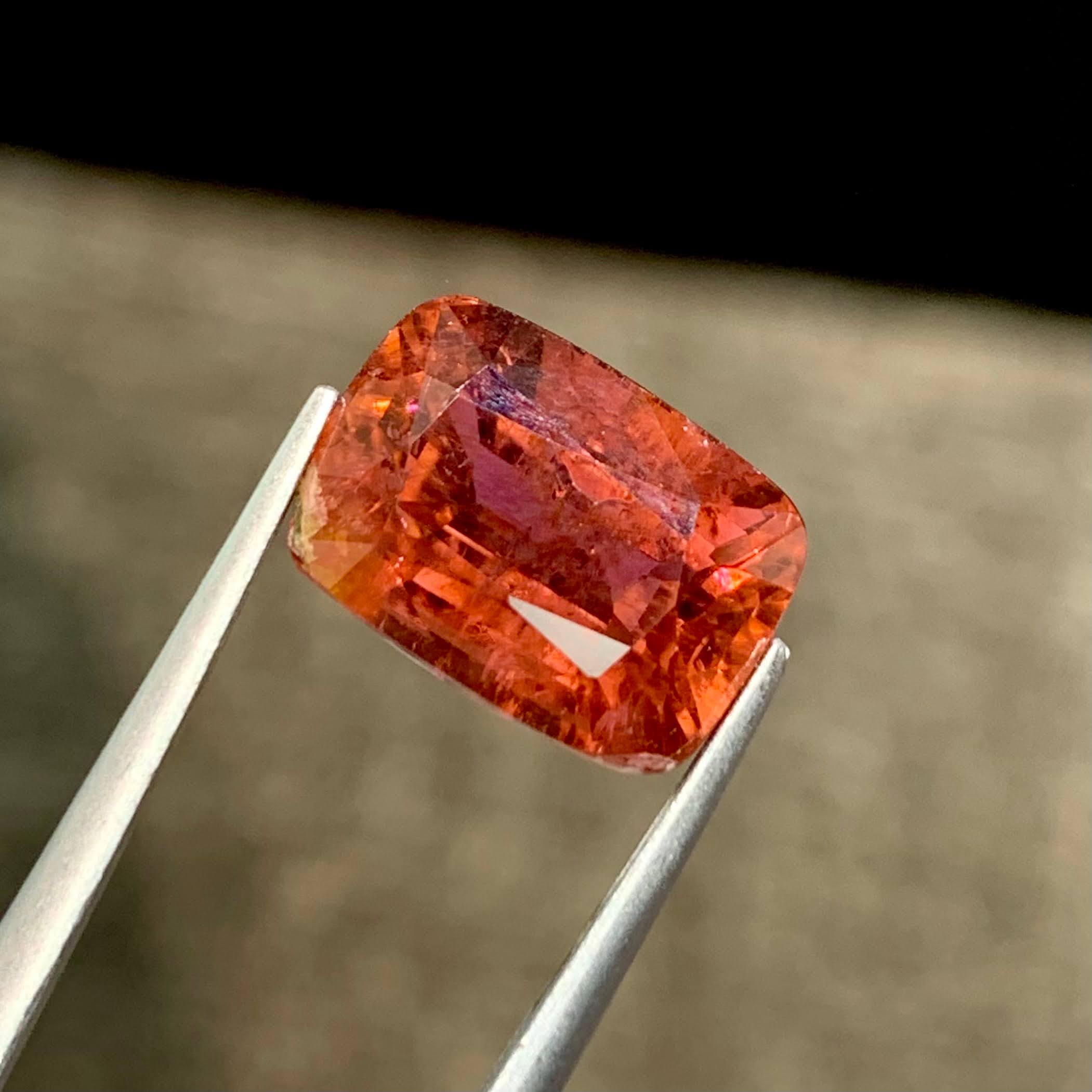 6.74ct Reddish Orange Tourmaline Cushion