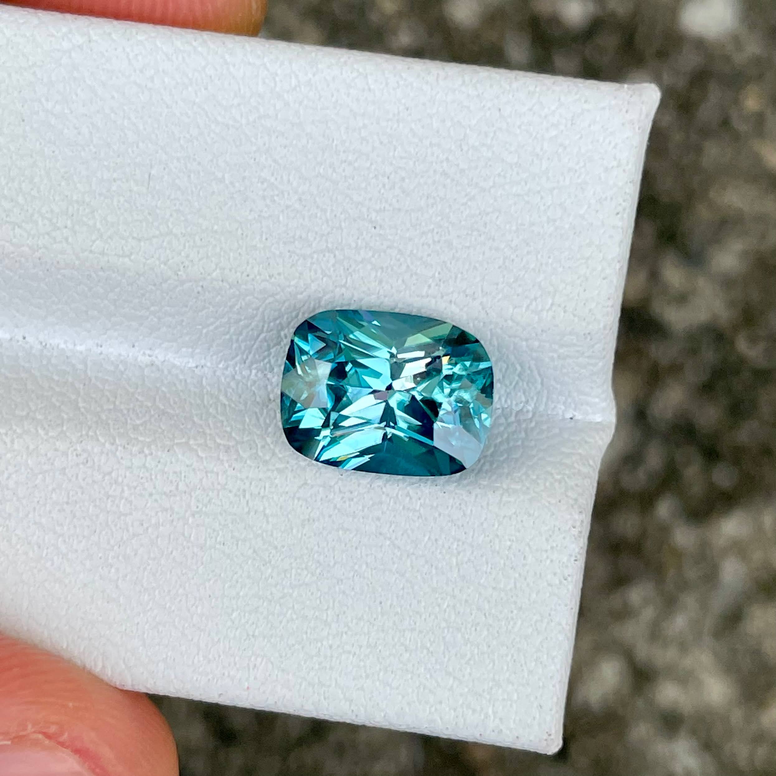 4.64 Carats Blue Cushion Zircon Stone