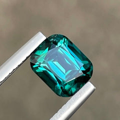 Glowing Greenish Blue Tourmaline 1.70 carats Cushion Cut Loose Afghani Gemstone