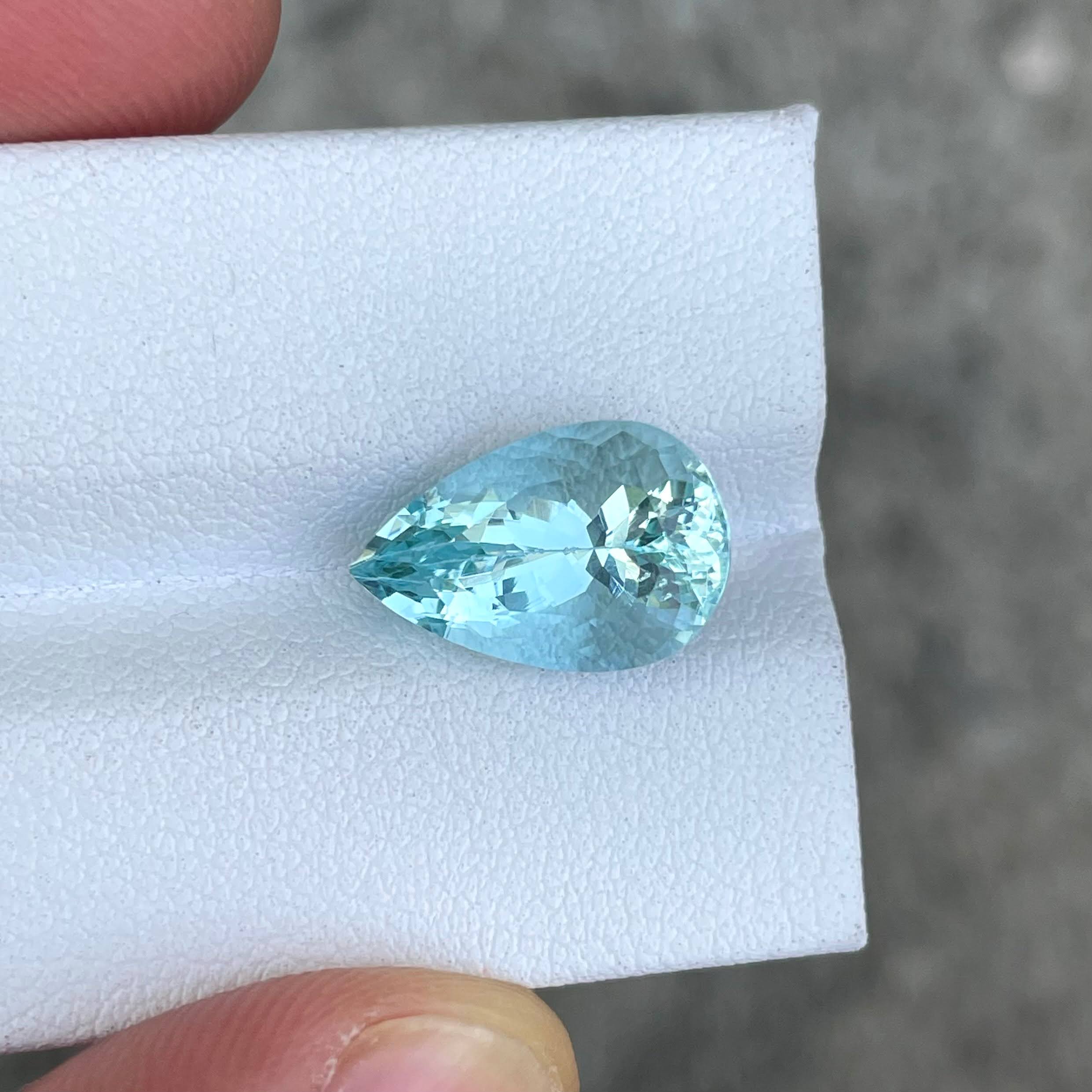 5.11 Carats Blue Aquamarine Pear Stone