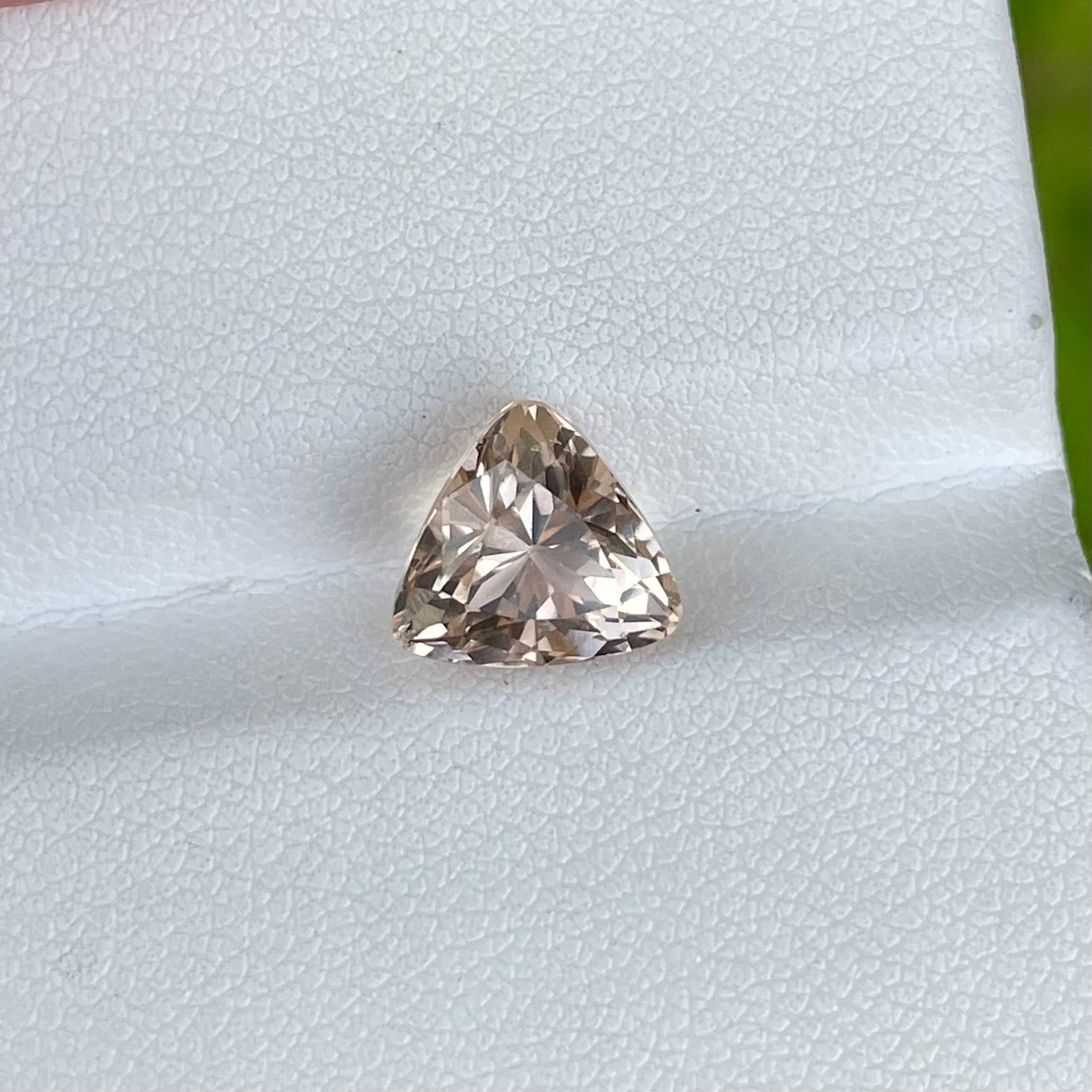 3.80 Carats Peach Topaz Trillion Cut