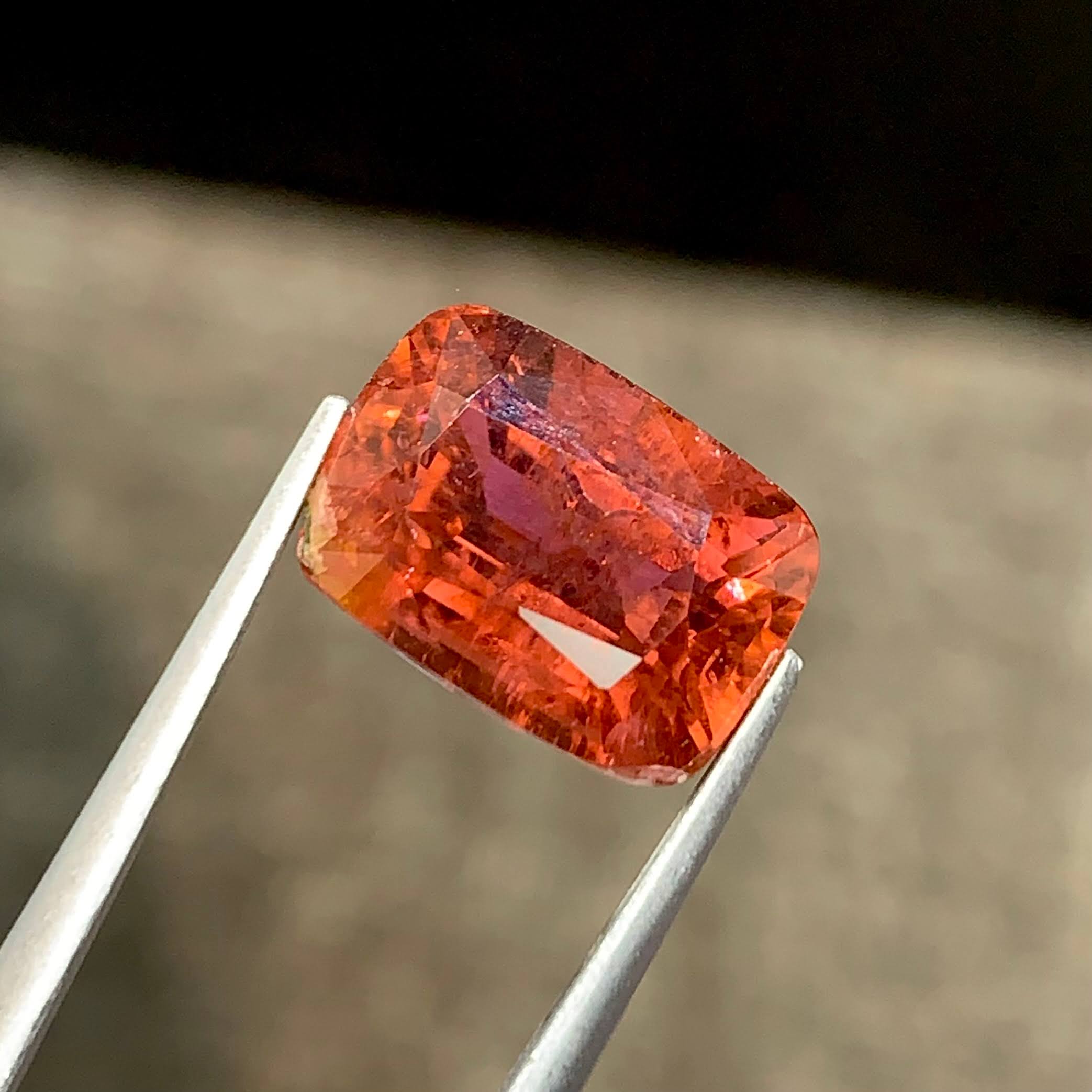 6.74ct Reddish Orange Tourmaline Cushion