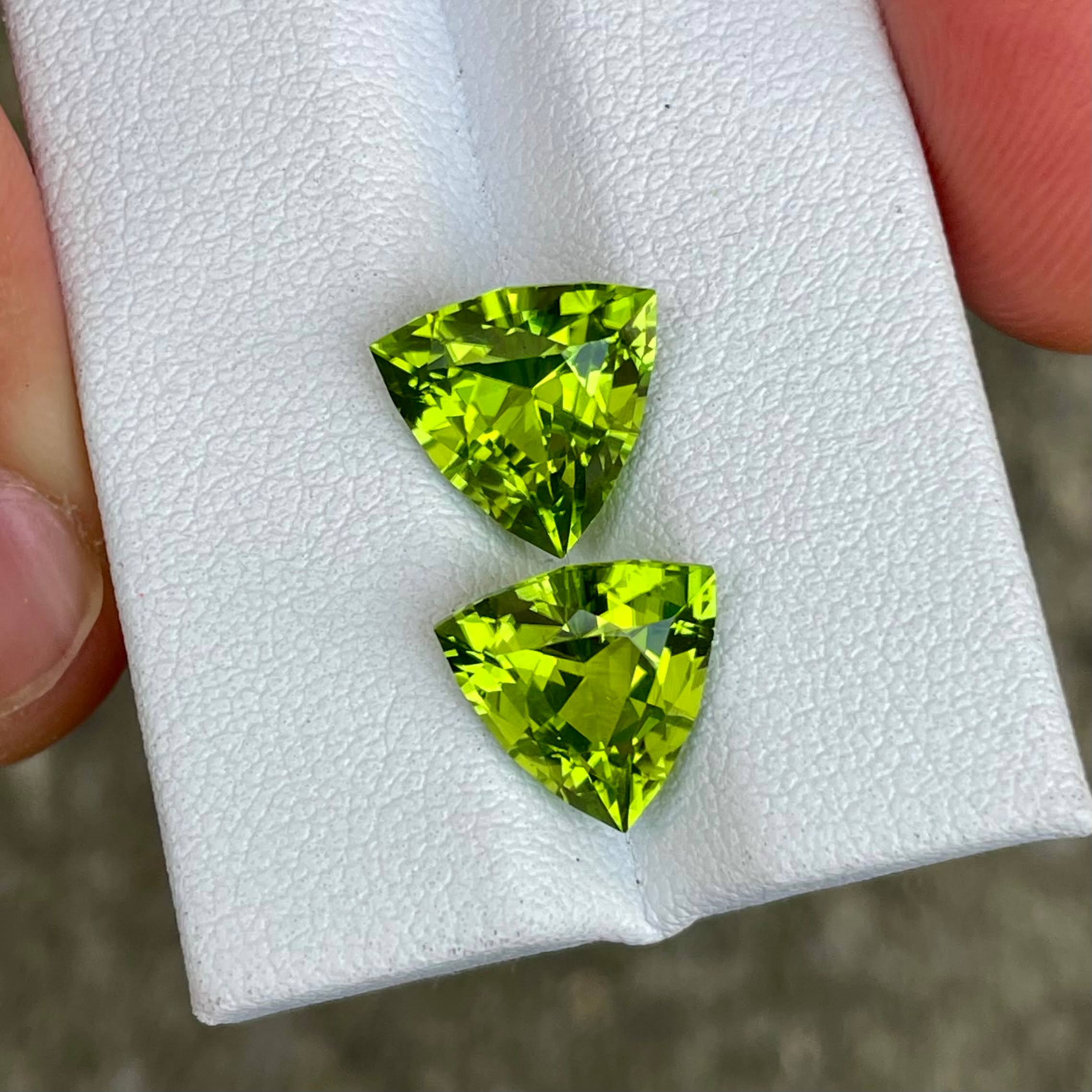 6.87 Carats Green Peridot Pair Gems