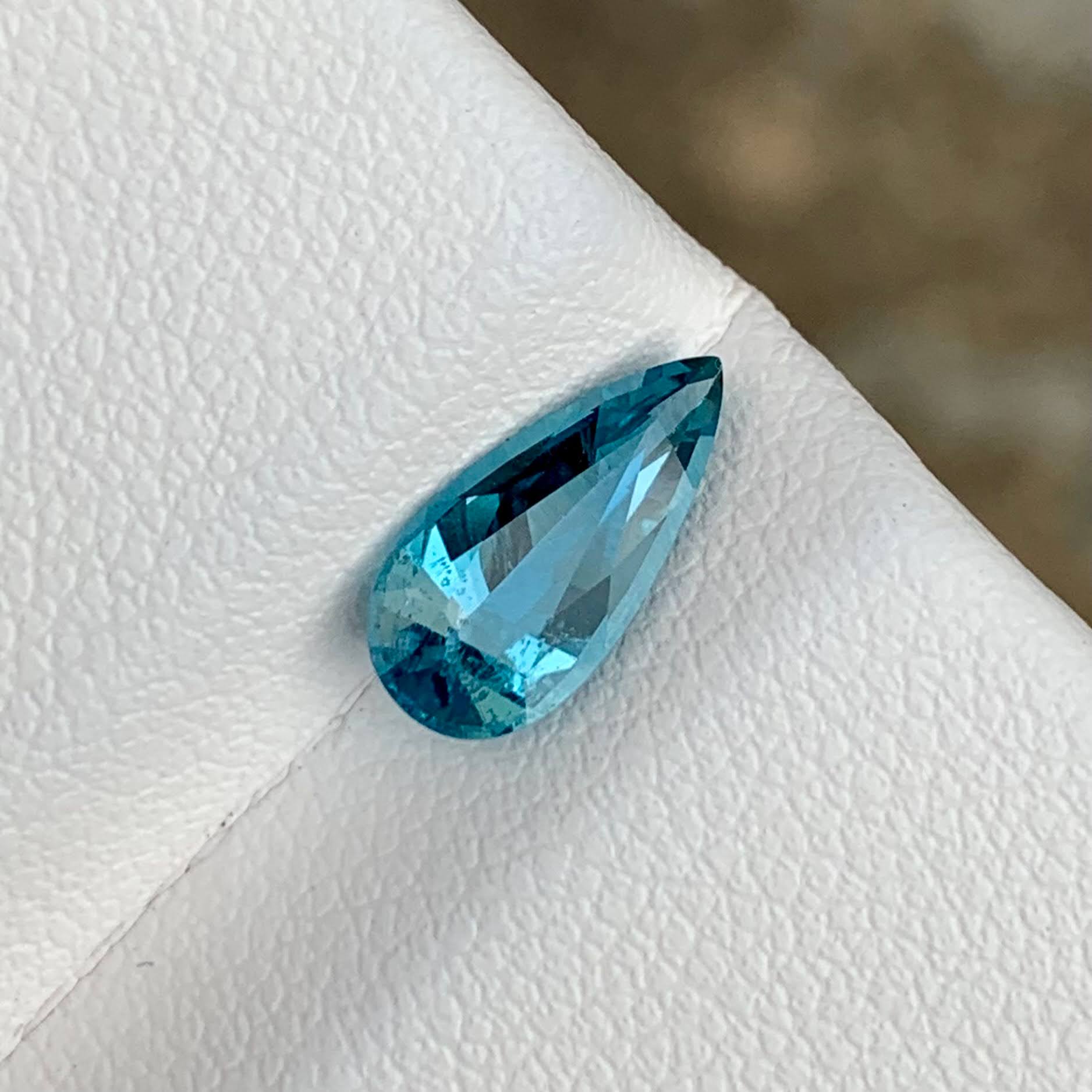 1.02 carats Intense Blue Aquamarine Pear Cut Natural Nigerian Gemstone