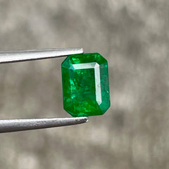  1.04ct Rich Green Zambian Emerald Cut Emerald
