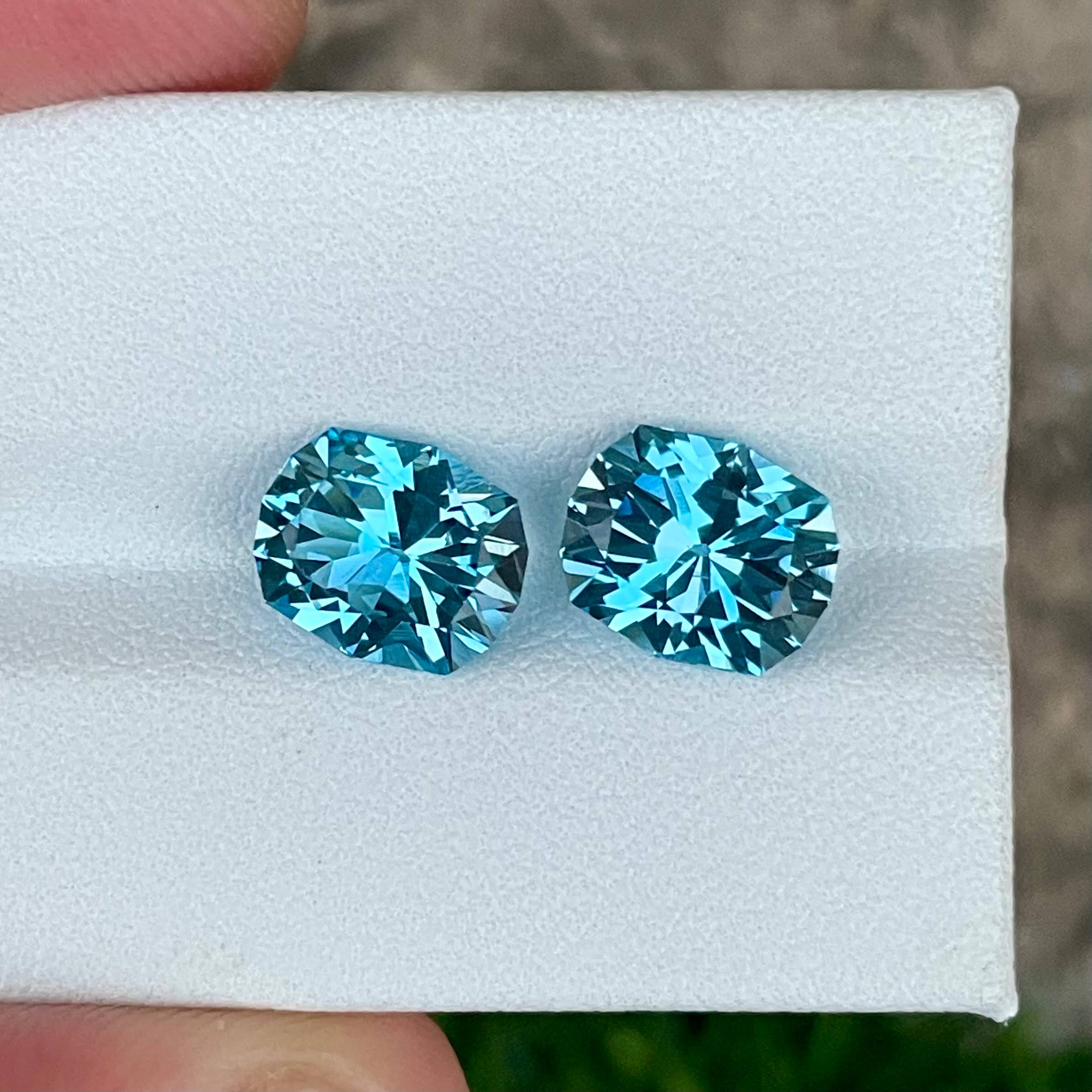 5.75 Carats Swiss Blue Topaz Pair