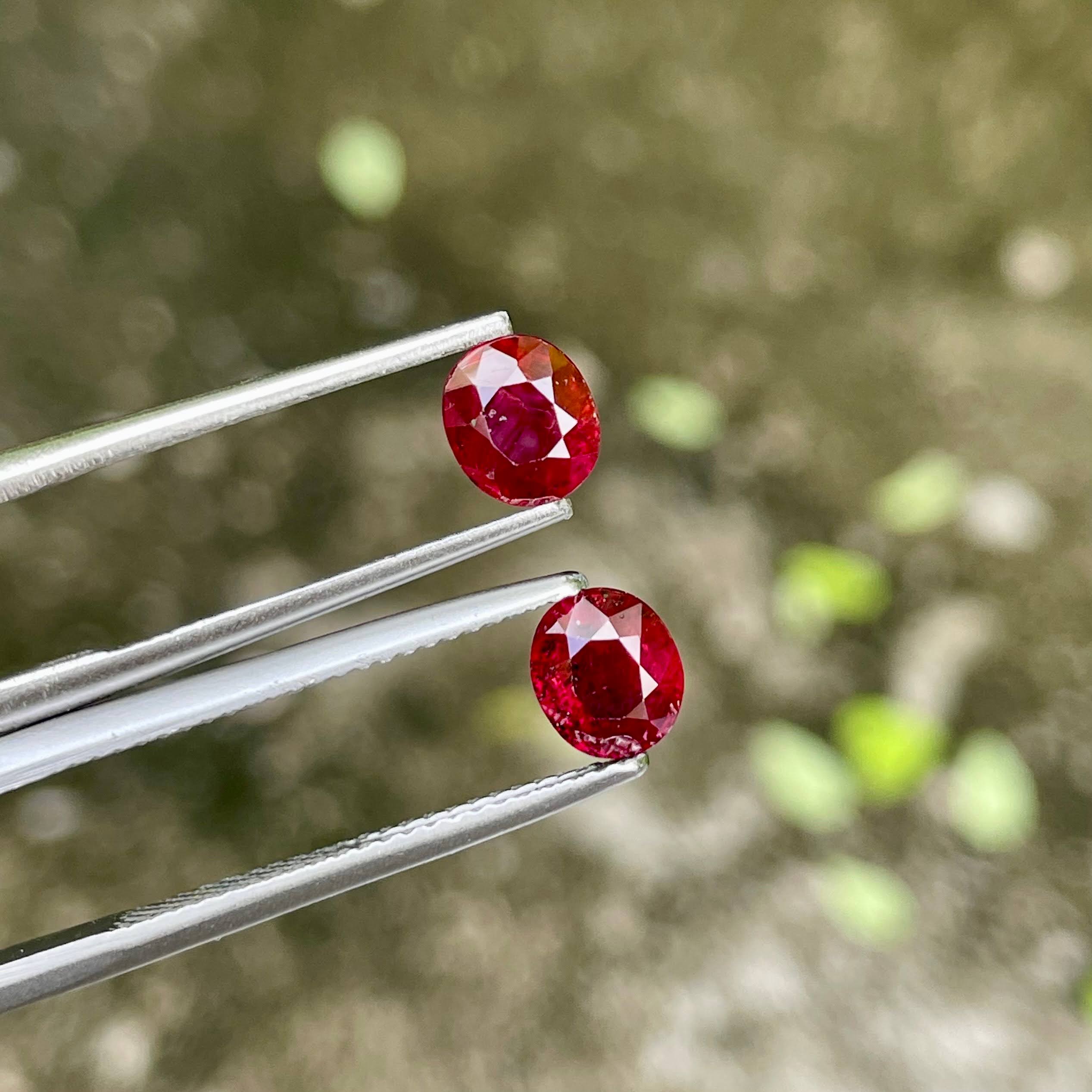 2.15 Carats Red Ruby Oval Stone Pair