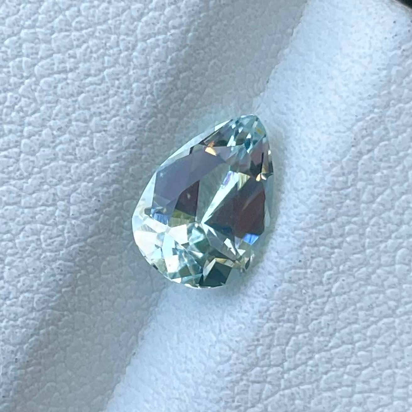  1.26ct Sea Color Aquamarine Pear Cut Pakistani Gem