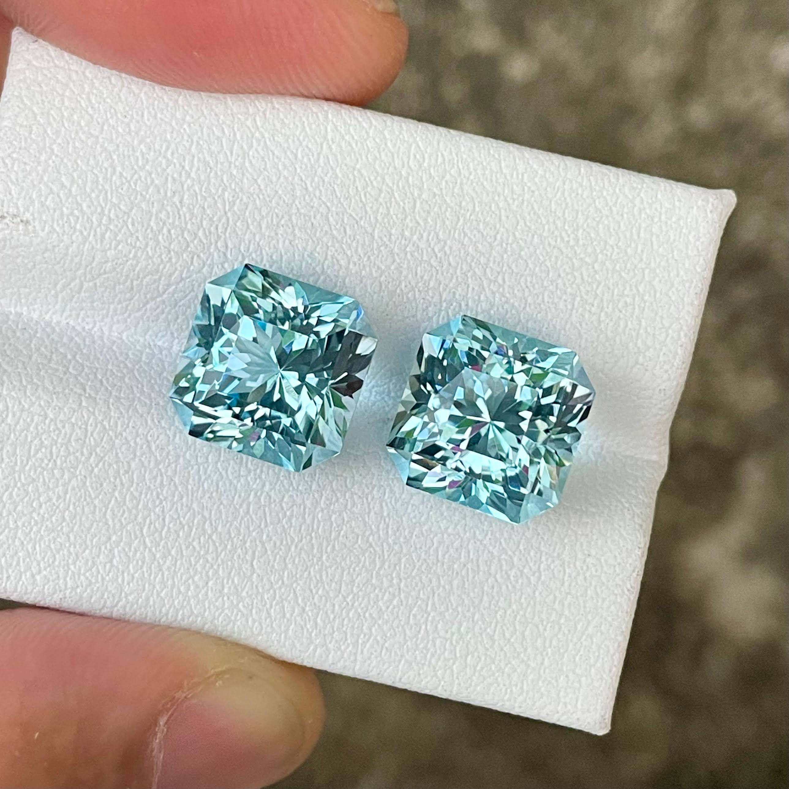 15.82 Carat Light Blue Topaz Pair Gems