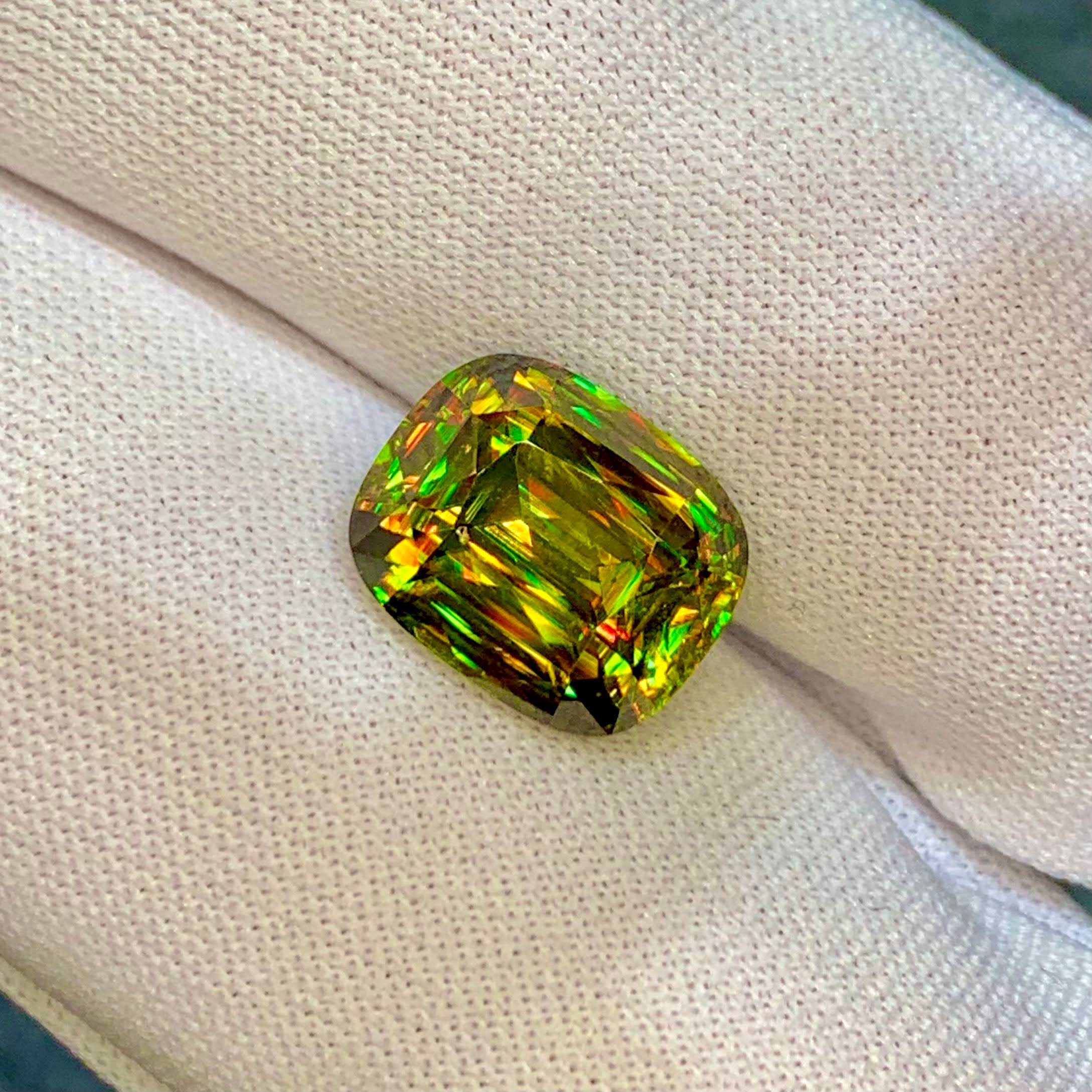 7.17Ct Fine Sphene Cushion Cut Loose Gem