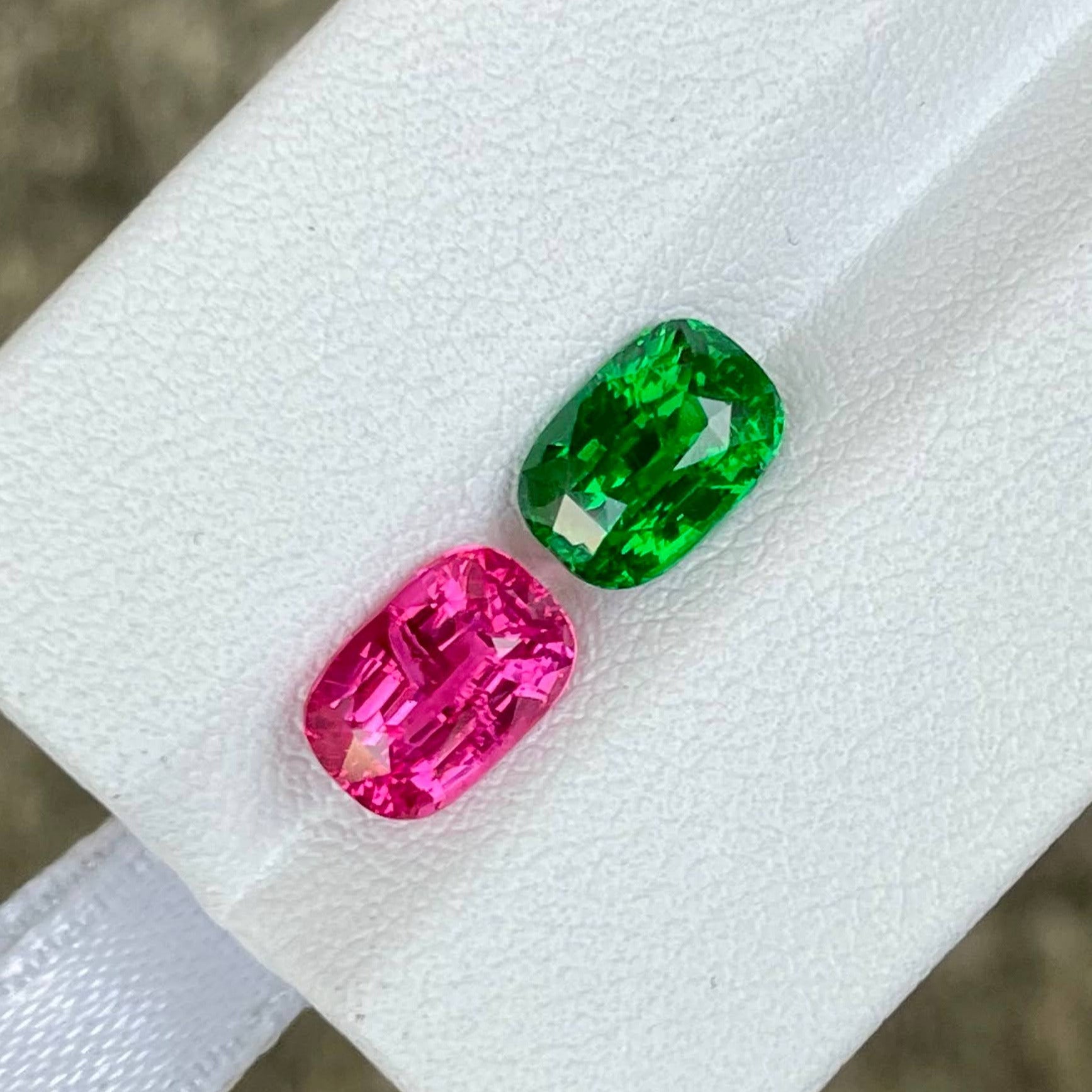 Natural Tsavorite and Spinel Pair