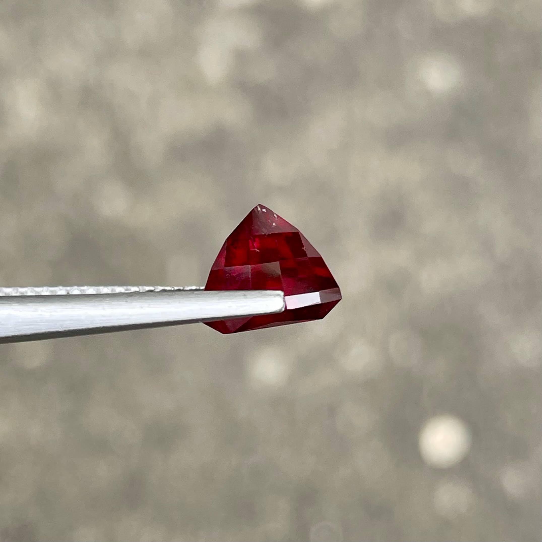  3.04 Carats Red Garnet Trilliant Shape