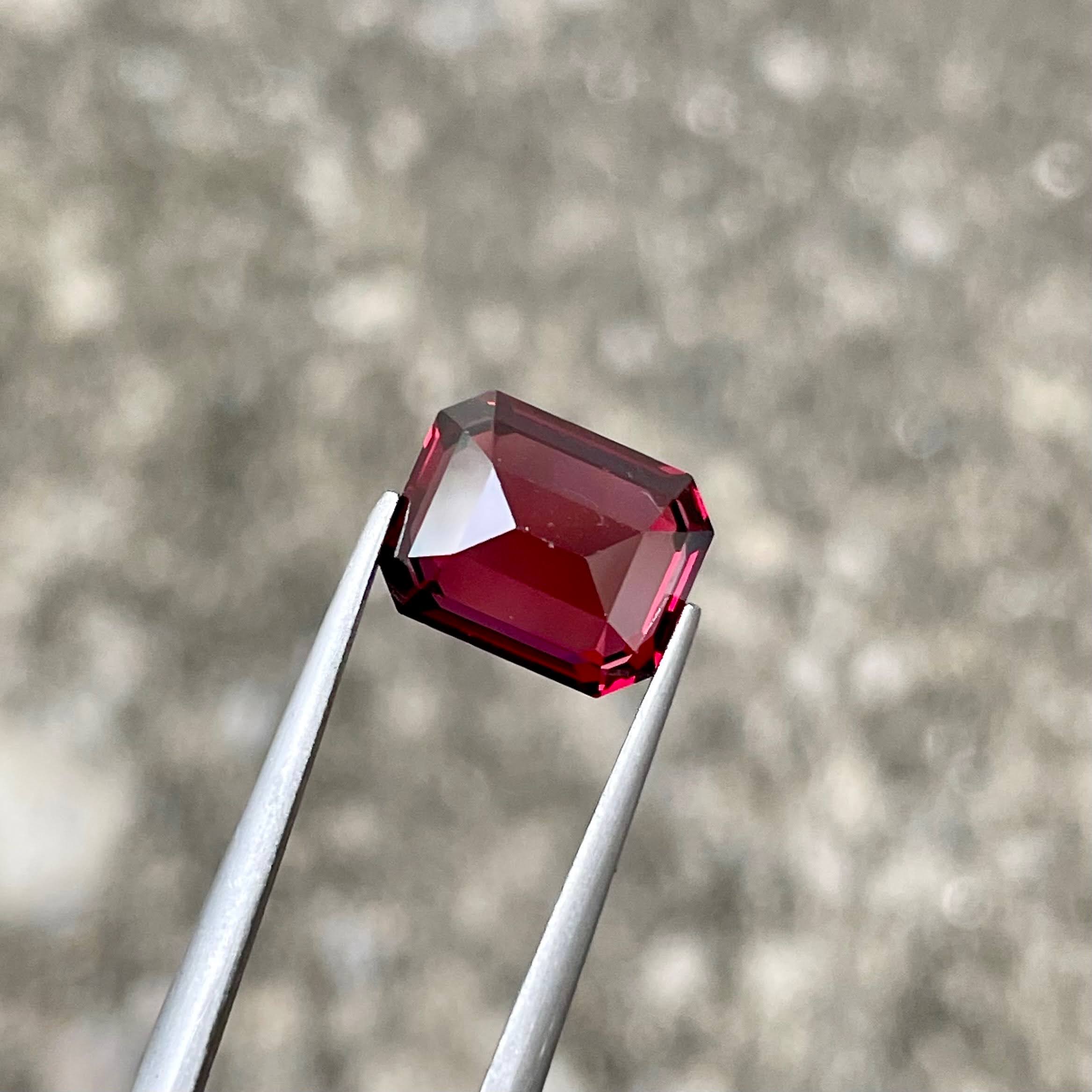 4.59 Carats Red Garnet Emerald Cut 