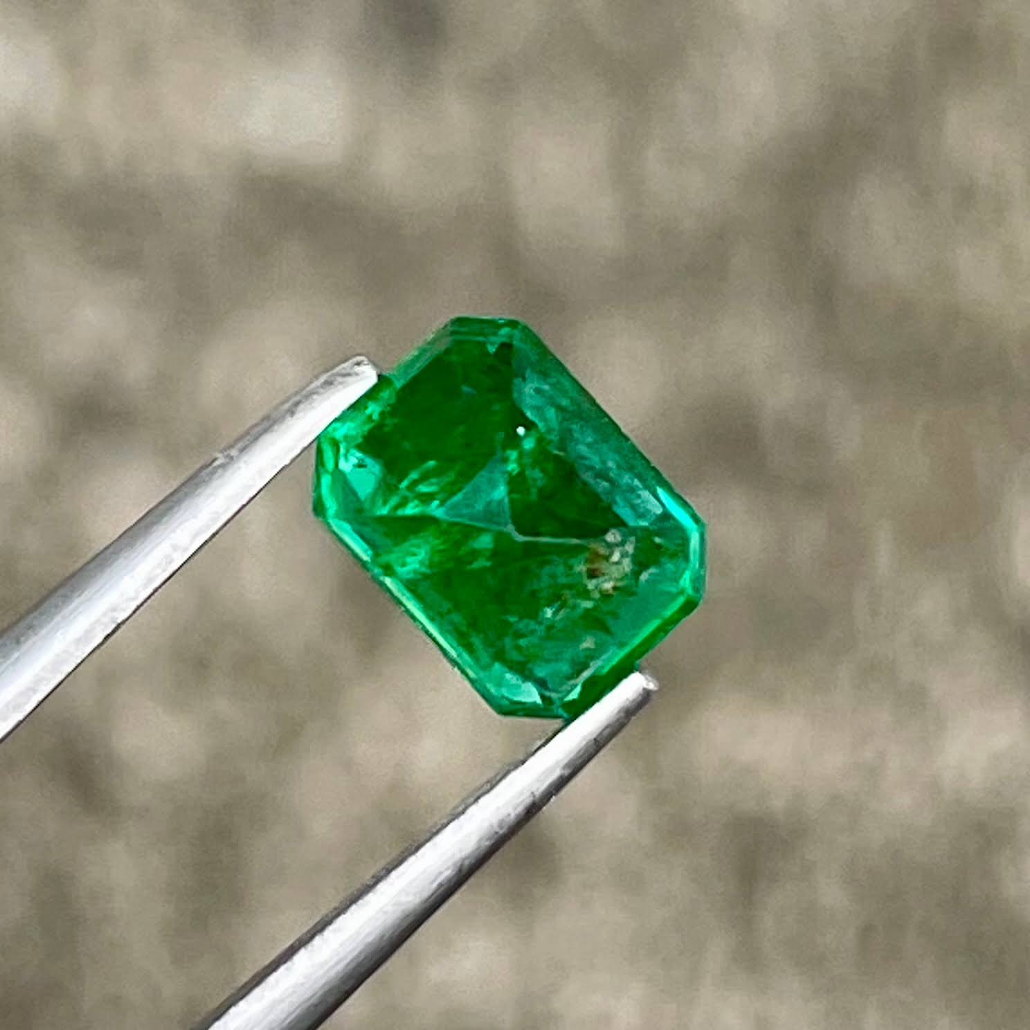  1.04ct Rich Green Zambian Emerald Cut Emerald