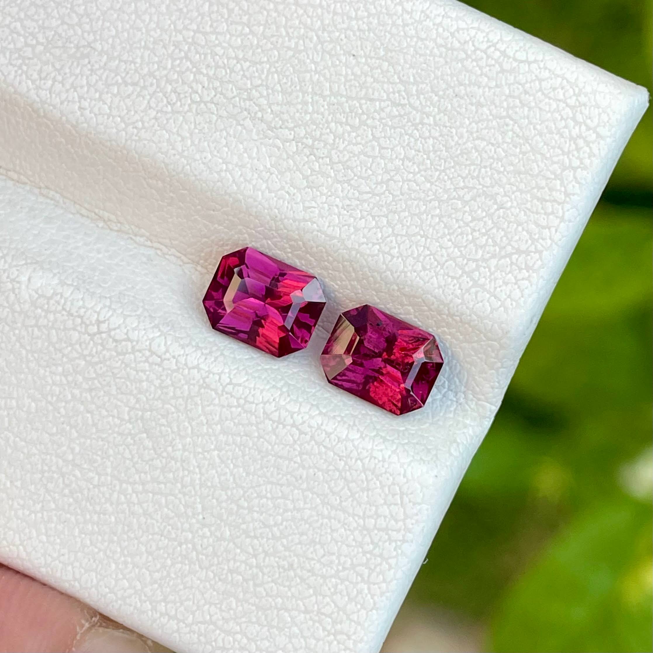 2.50 Carat Purplish Pink Garnet Pair