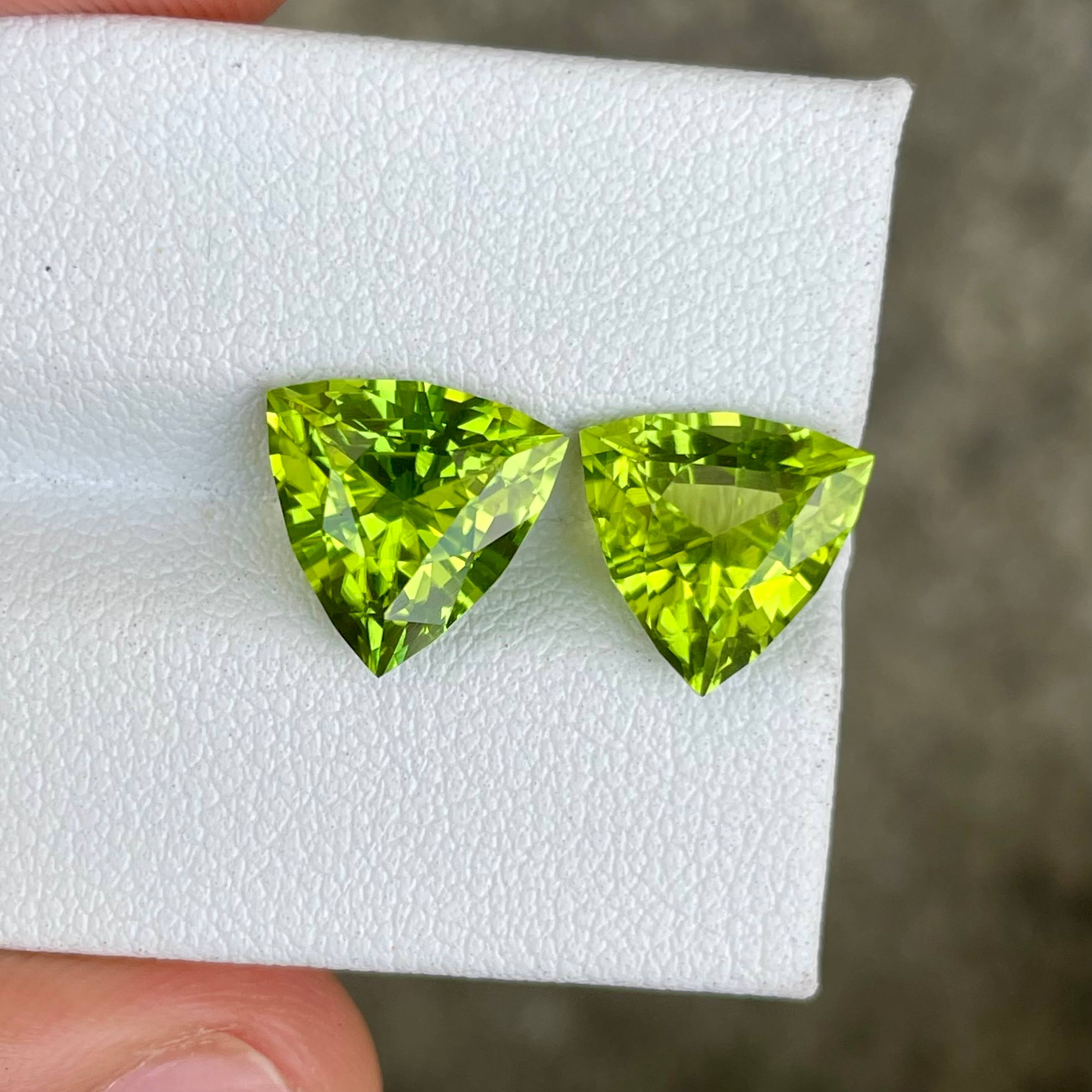 6.87 Carats Green Peridot Pair Gems