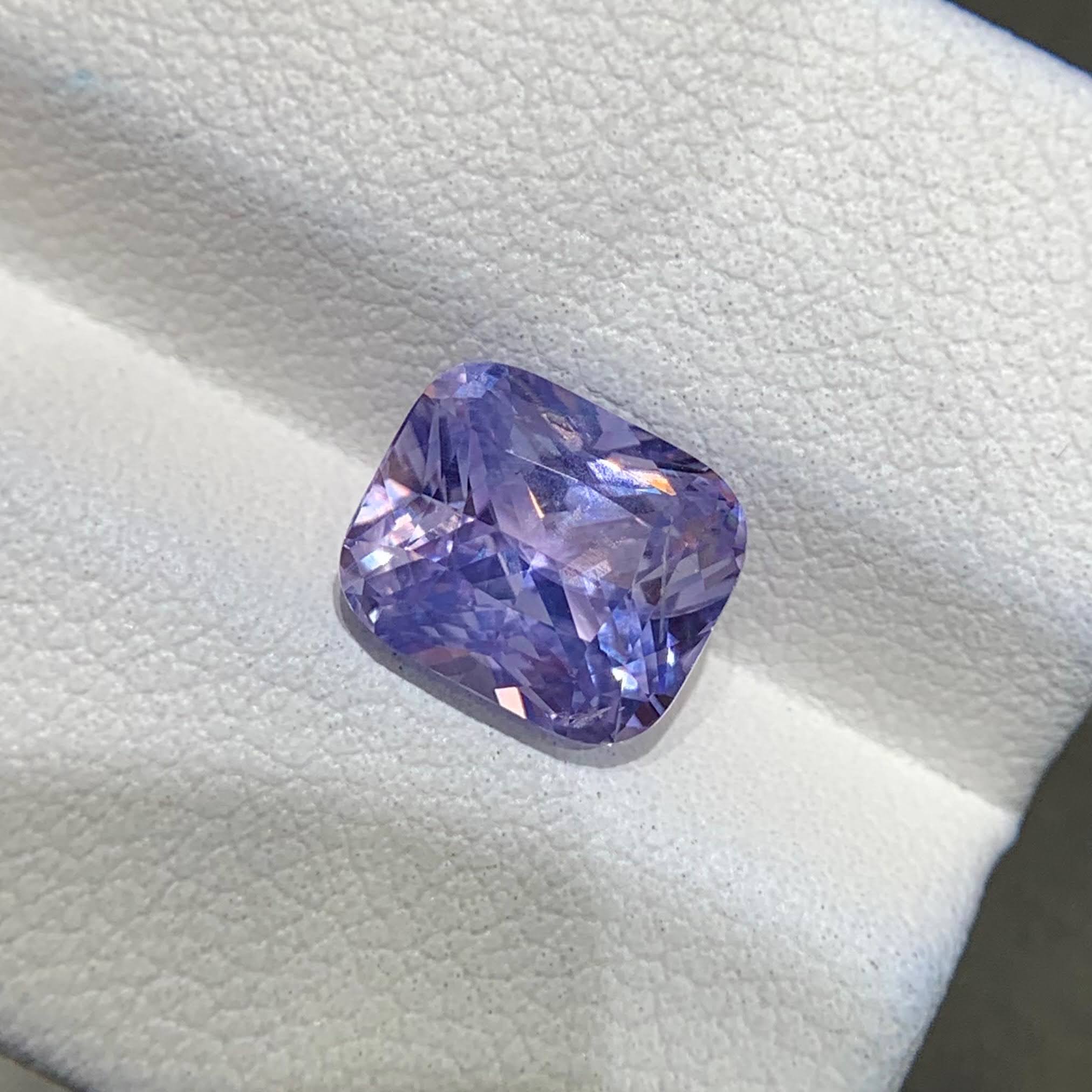 3.57ct Lavender Sapphire Cushion Heated