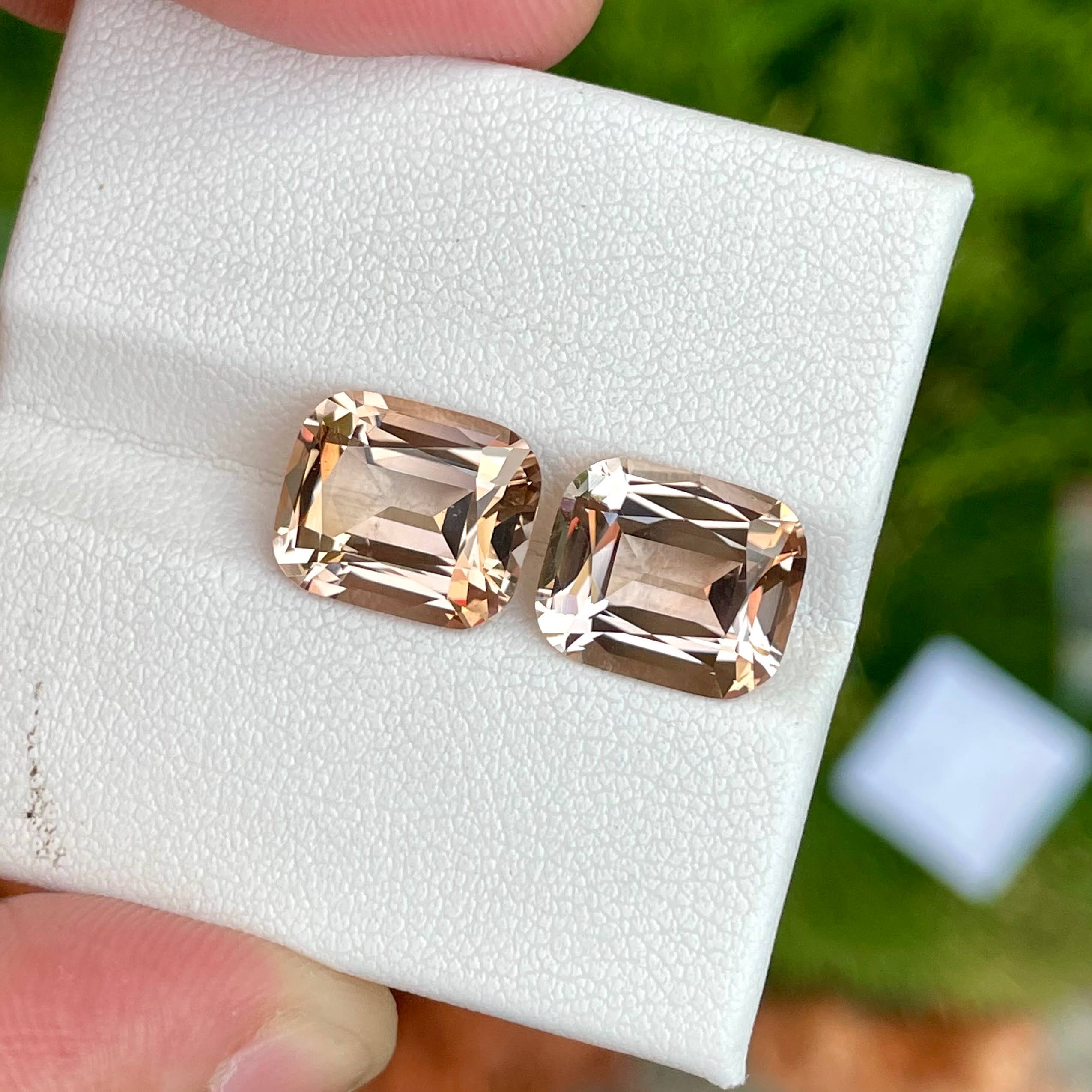 10.90 Carats Topaz Pair Cushion Cut