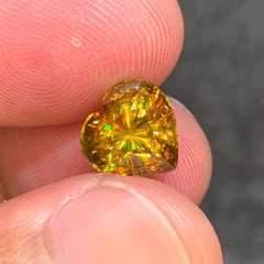 3.32ct Fire Rainbow Sphene Heart Cut