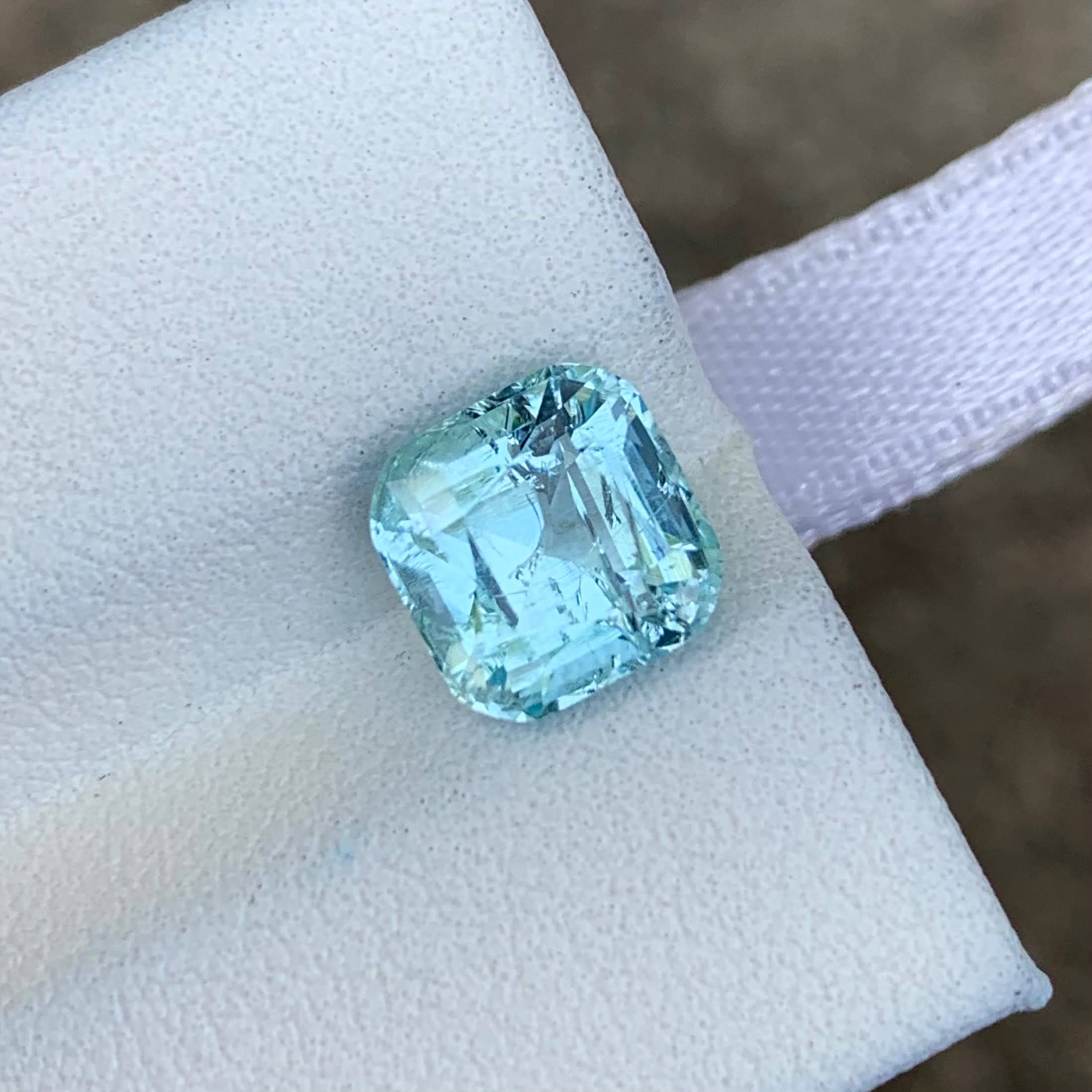 2.42 Ct Deep Seafoam Aquamarine Cushion