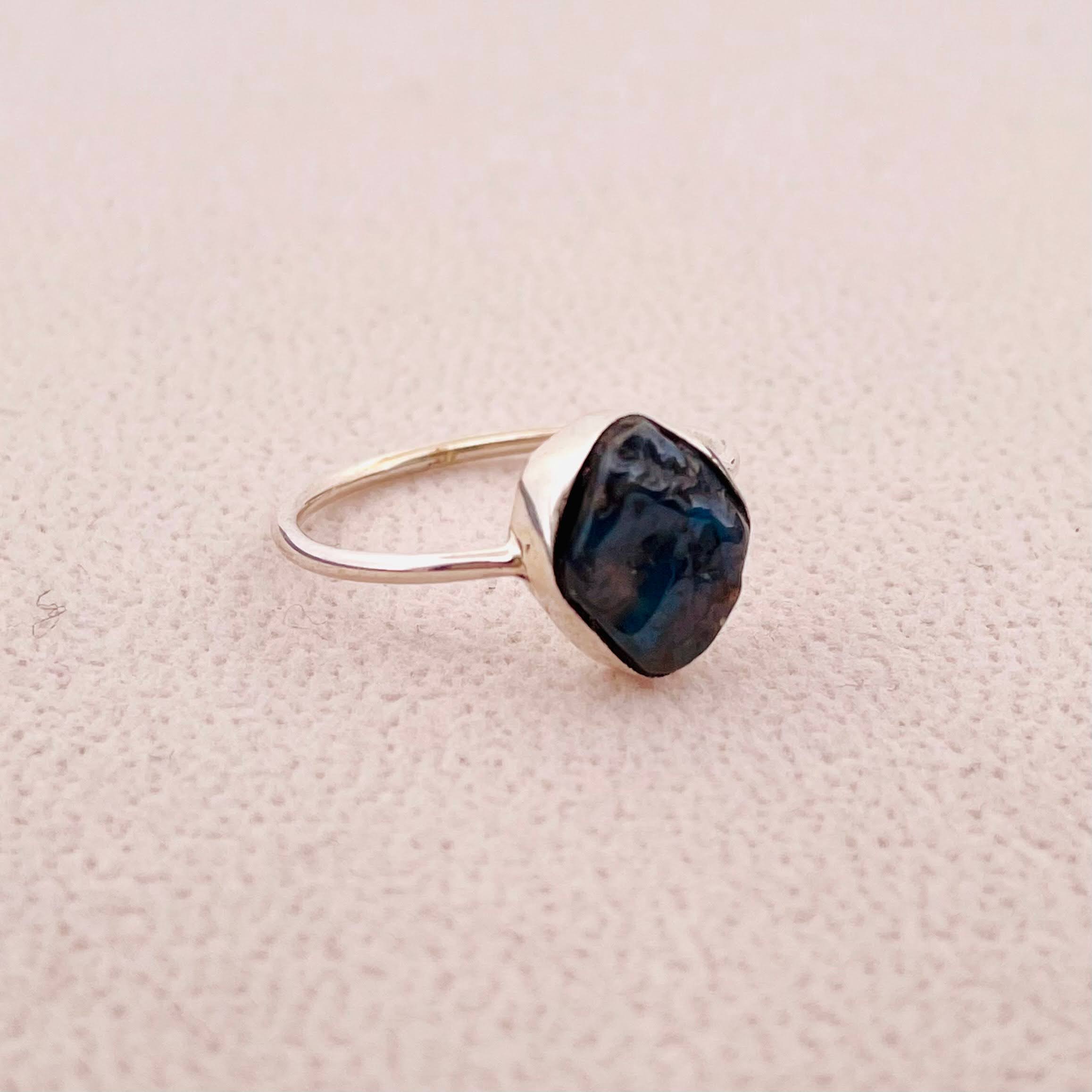 Handmade Rough Sapphire Silver Ring