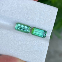 5.09 Carats Green Blue Tourmaline Pair