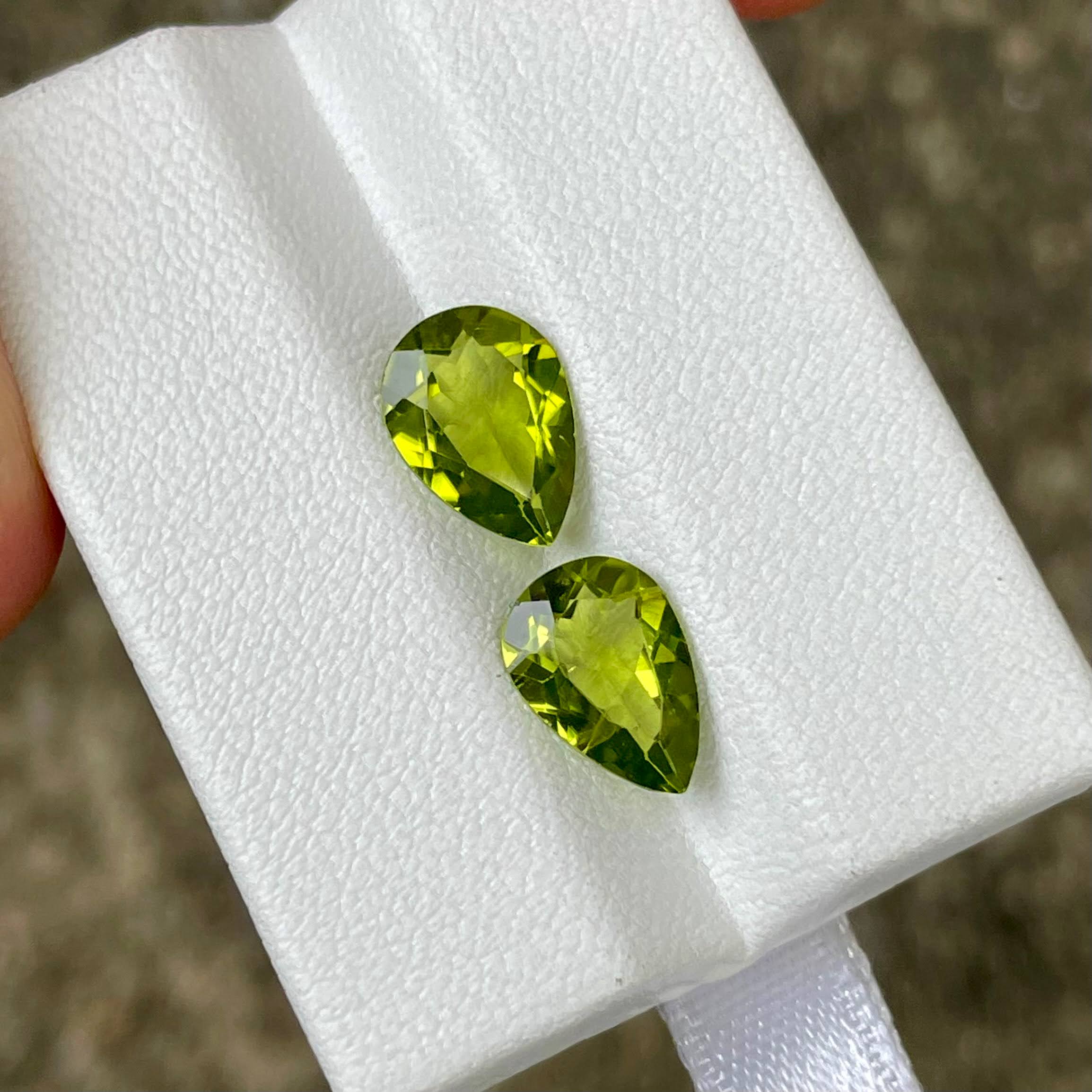 3.60 Carats Pear Shape Peridot Pair