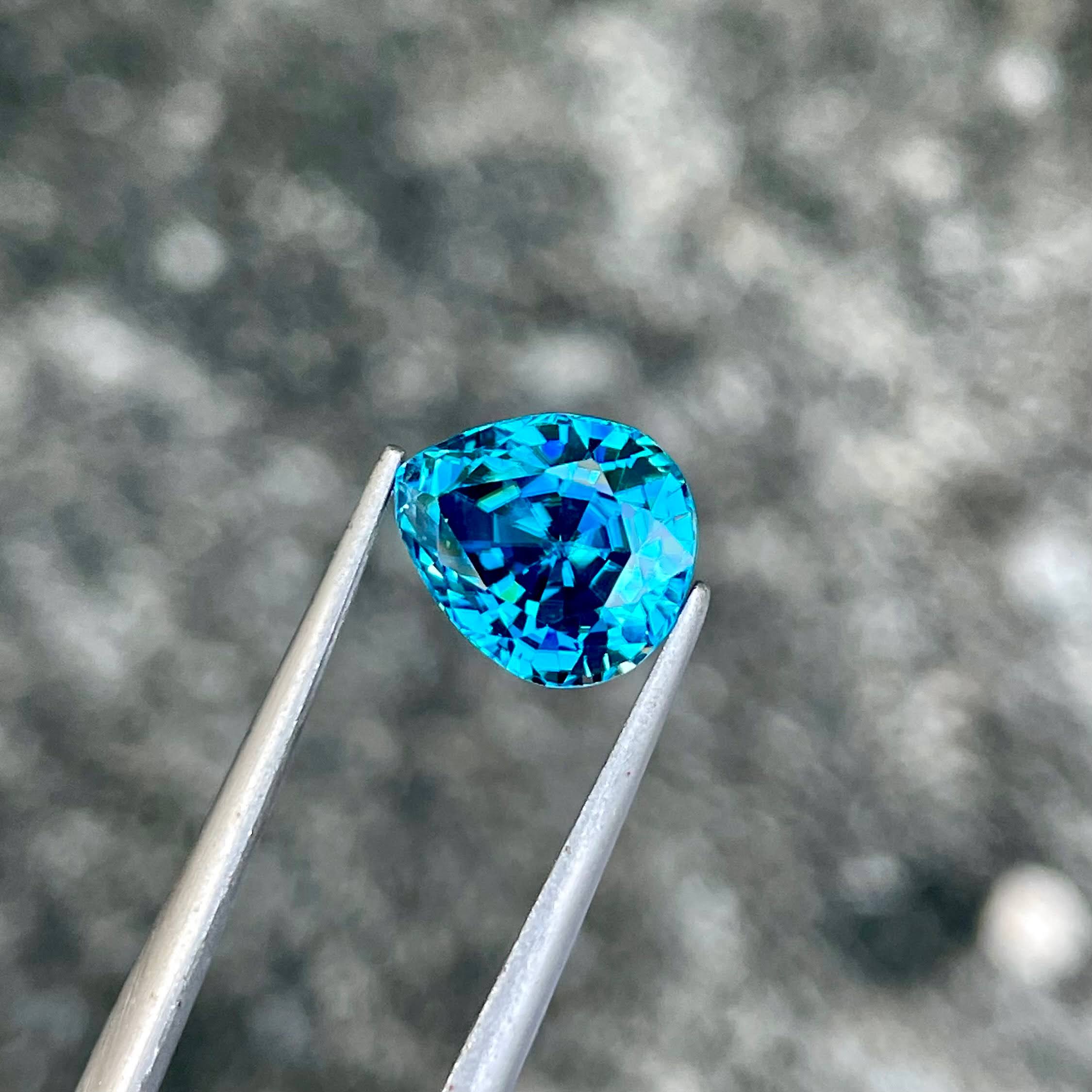 4.61 Carats Blue Pear Zircon Gemstone