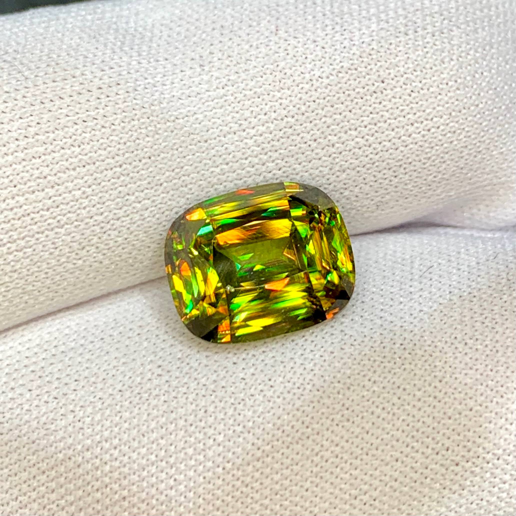 7.17Ct Fine Sphene Cushion Cut Loose Gem