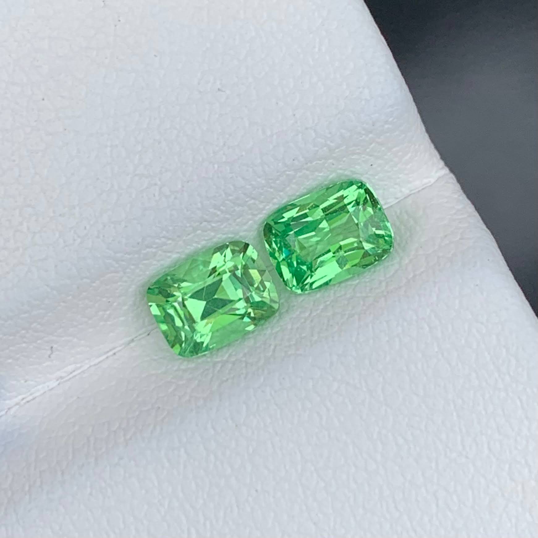 2.05Ct Tsavorite Pair Cushion Cut
