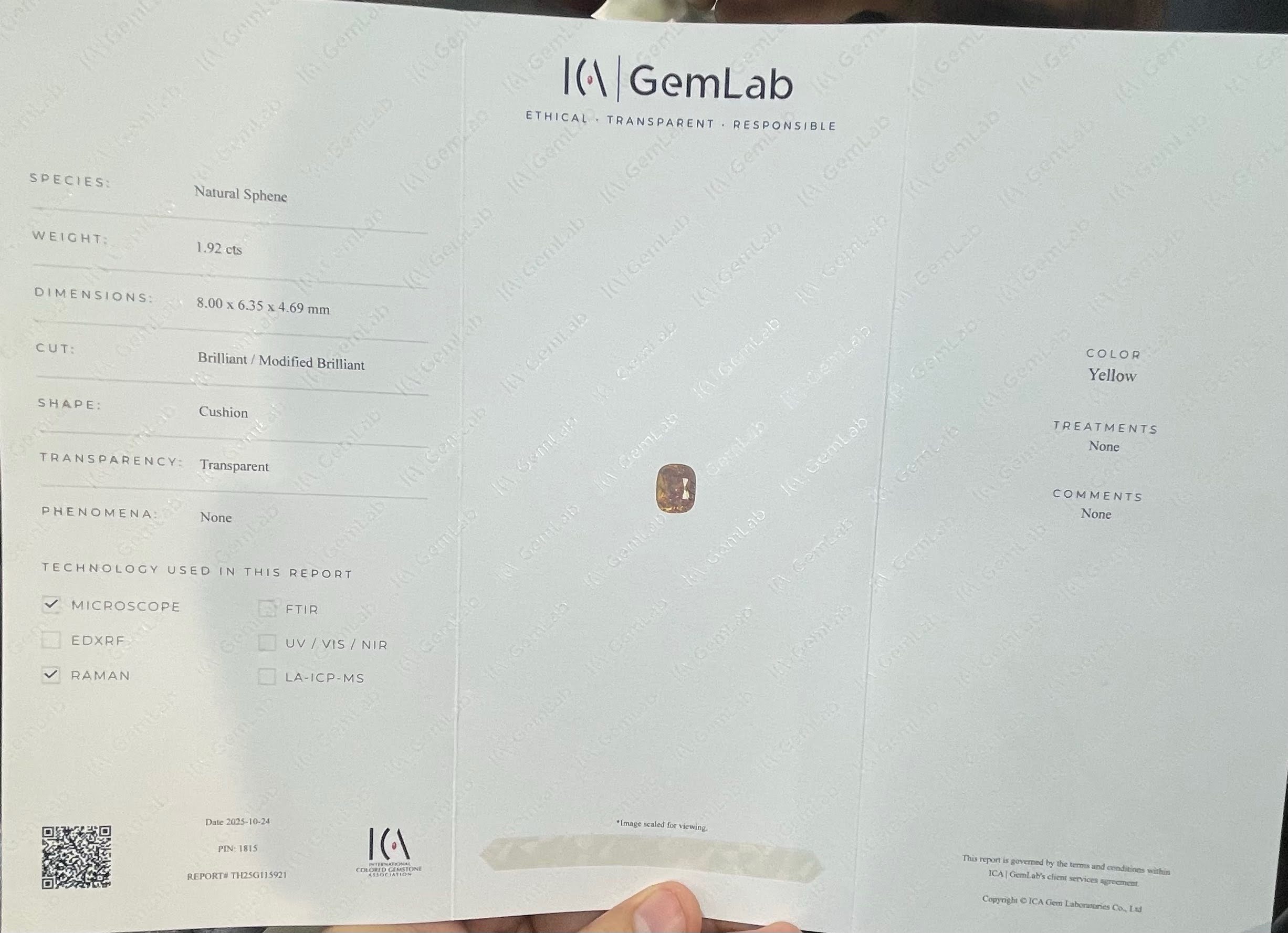 1.92 Carats Certified Sphene Gemstone