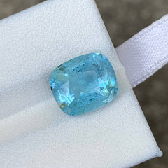 4.07 Ct Deep Blue Aquamarine Cushion Cut