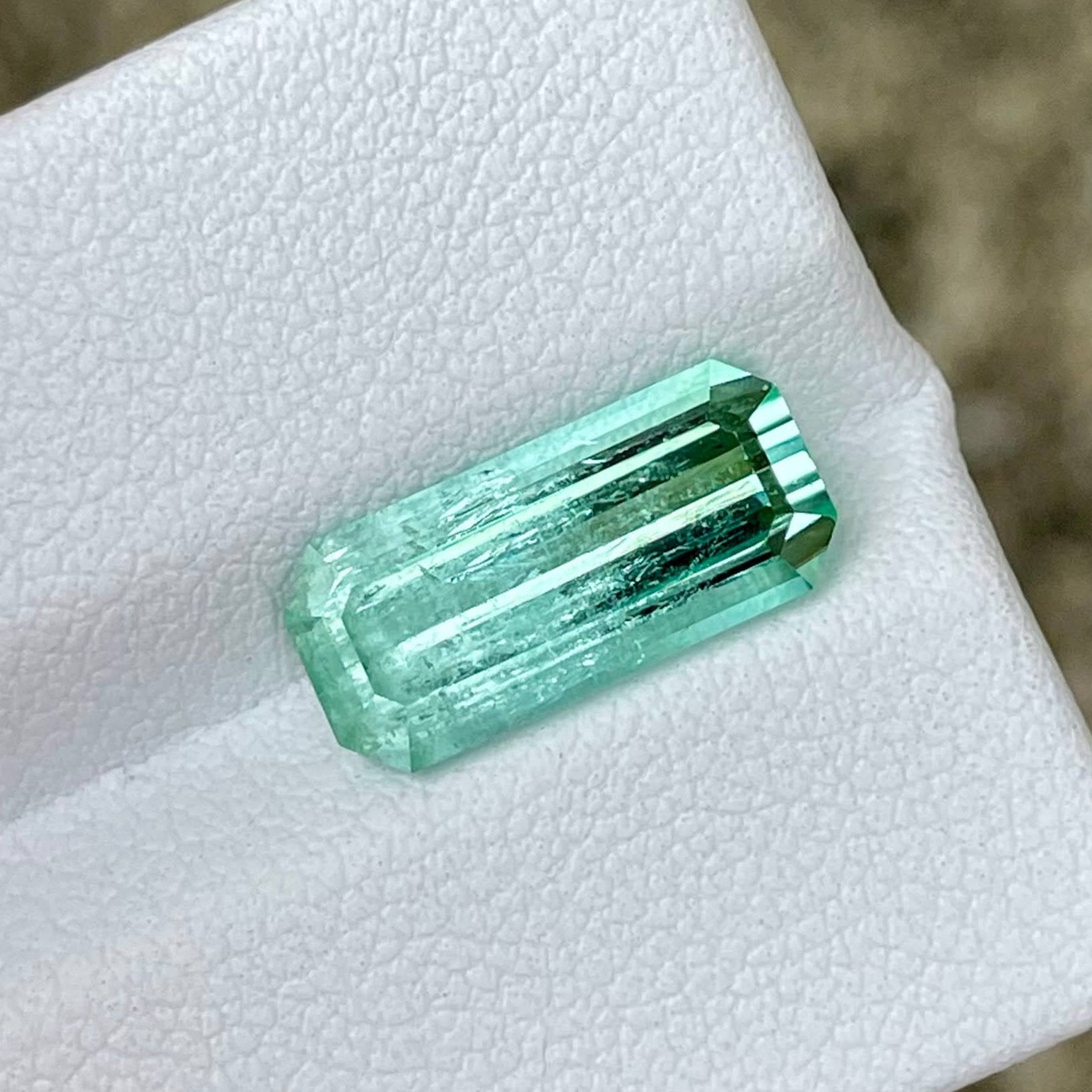 3.88 Carat Blue Tourmaline Emerald Cut