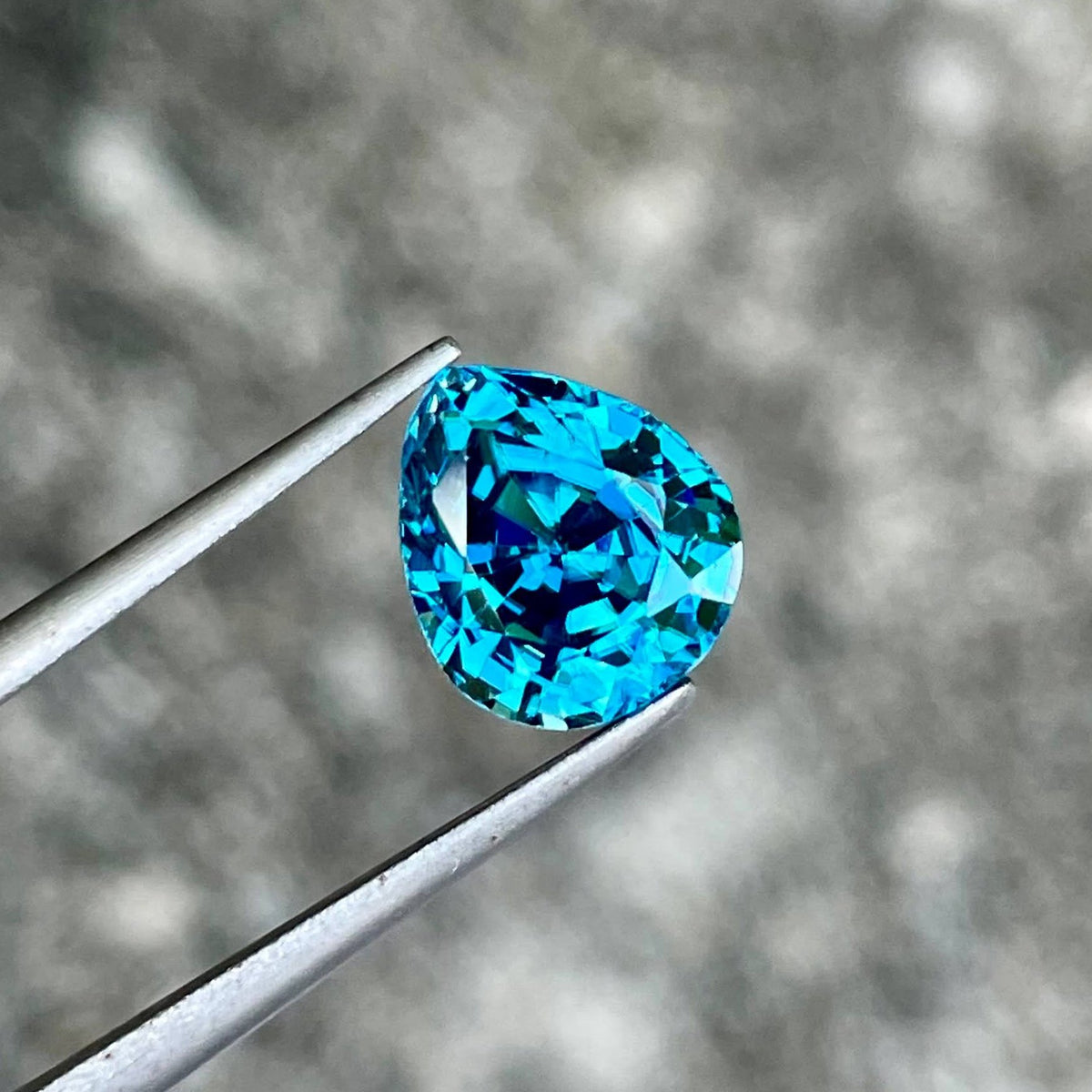 4.61 Carats Blue Pear Zircon Gemstone