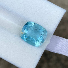4.07 Ct Deep Blue Aquamarine Cushion Cut