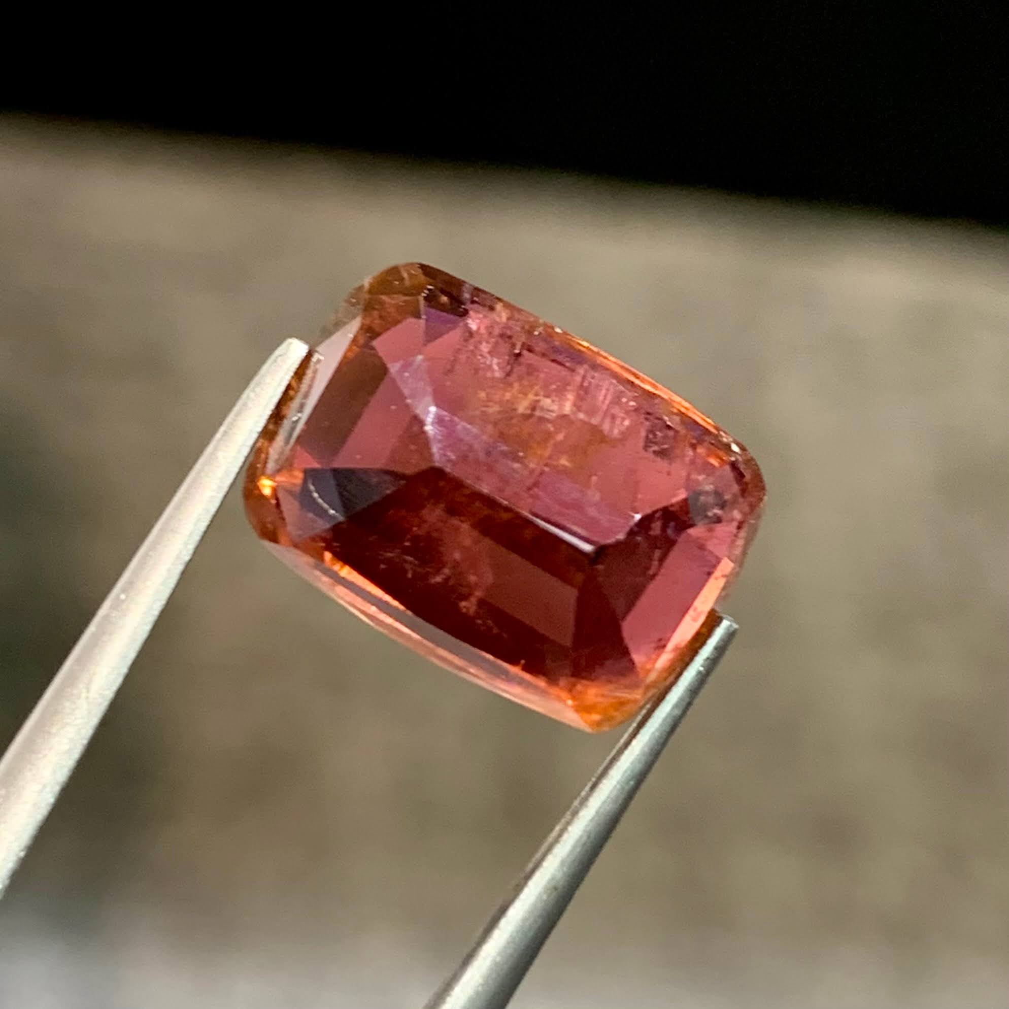 6.74ct Reddish Orange Tourmaline Cushion