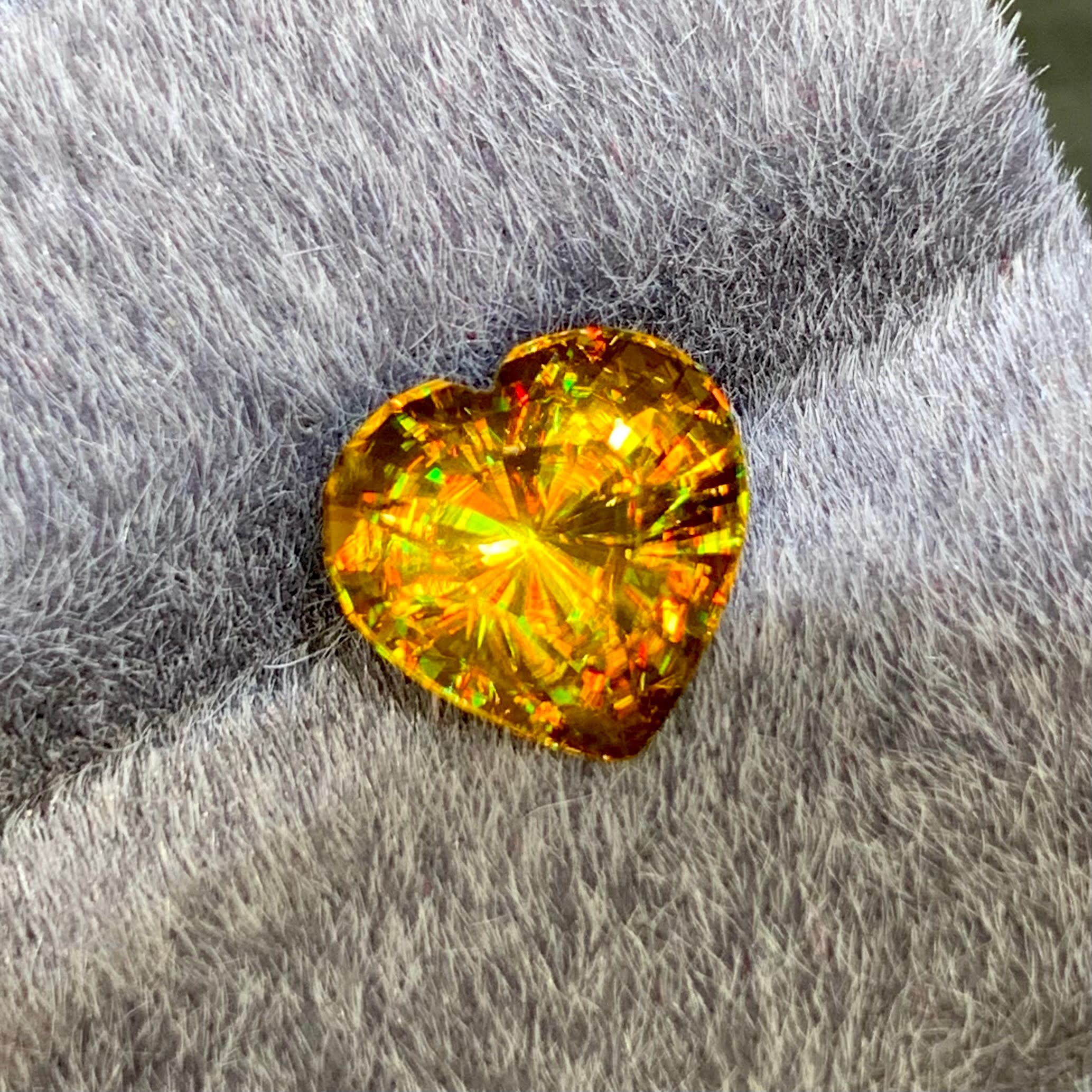 3.32ct Fire Rainbow Sphene Heart Cut