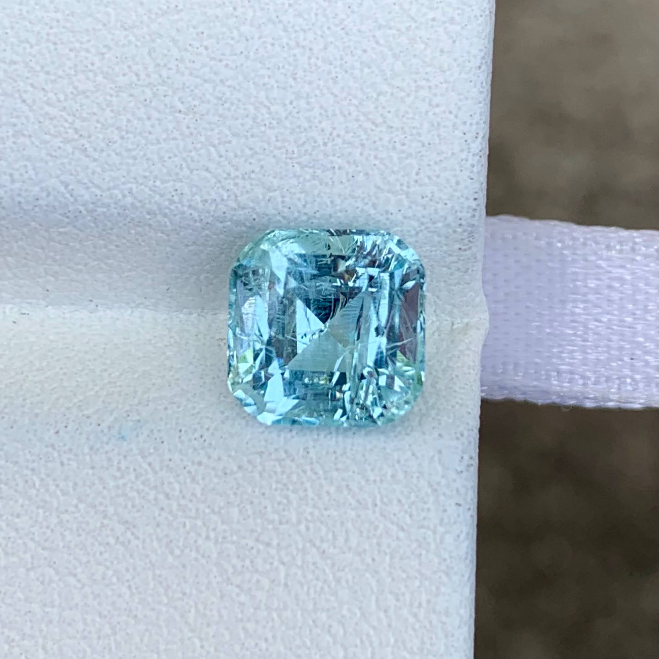 2.42 Ct Deep Seafoam Aquamarine Cushion